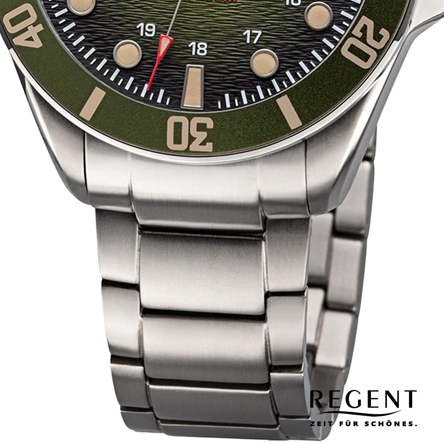 Regent Quarzuhr Regent Herrenuhr Titan-Armbanduhr Analog, (Analoguhr), Herrenuhr rund, groß (ca. 40mm) Metallarmband, Elegant-Style