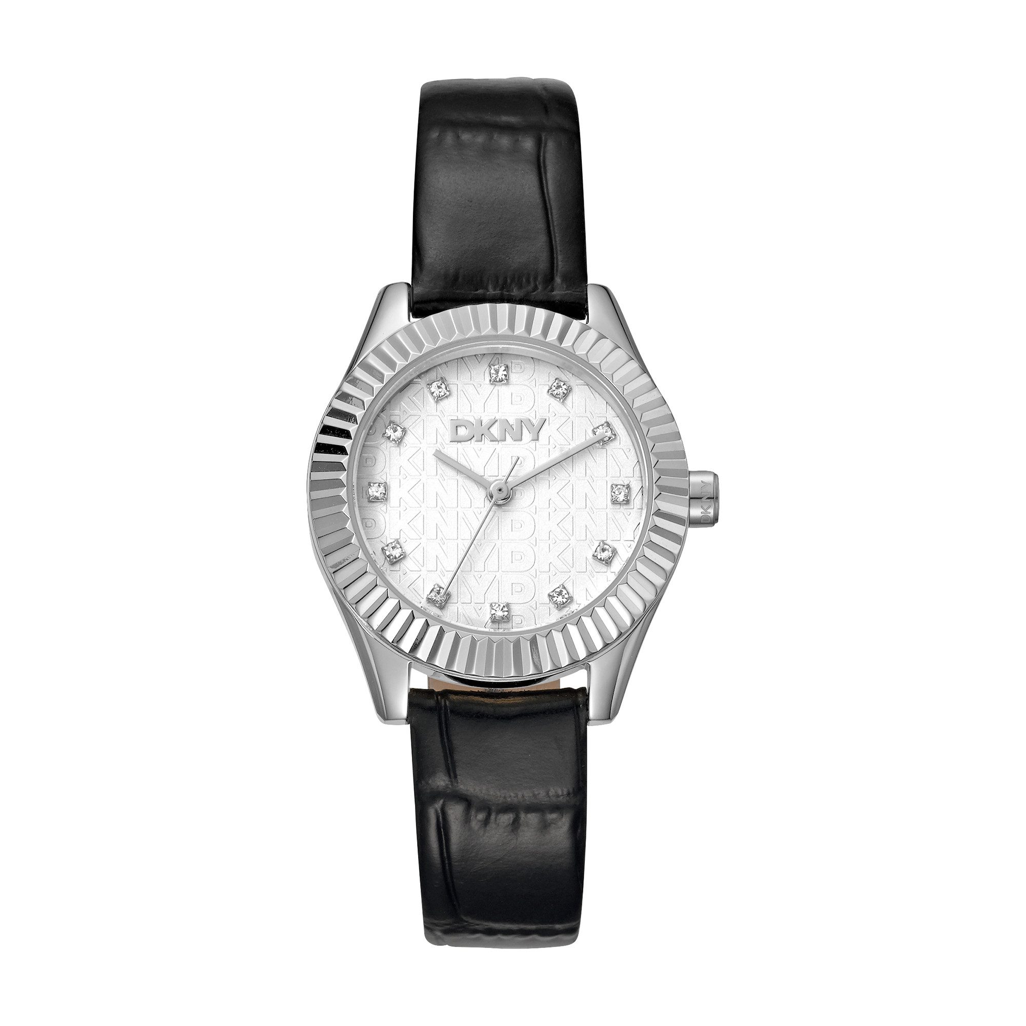 DKNY Quarzuhr Chambers Glitz DK1L017L0015, Armbanduhr, Damenuhr, Lederarmband, analog