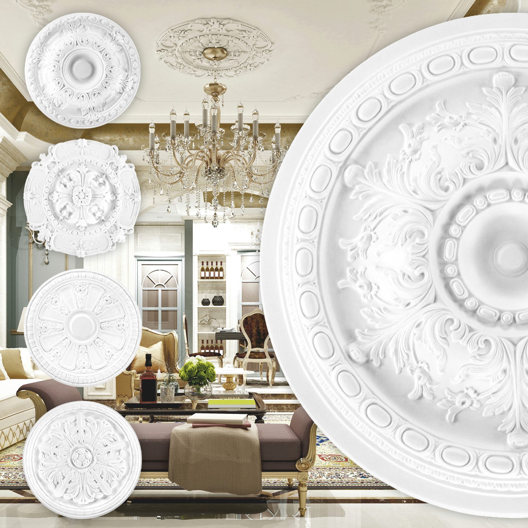 Grand Decor Wanddekoobjekt R124 (Stuckrosette aus günstig online kaufen