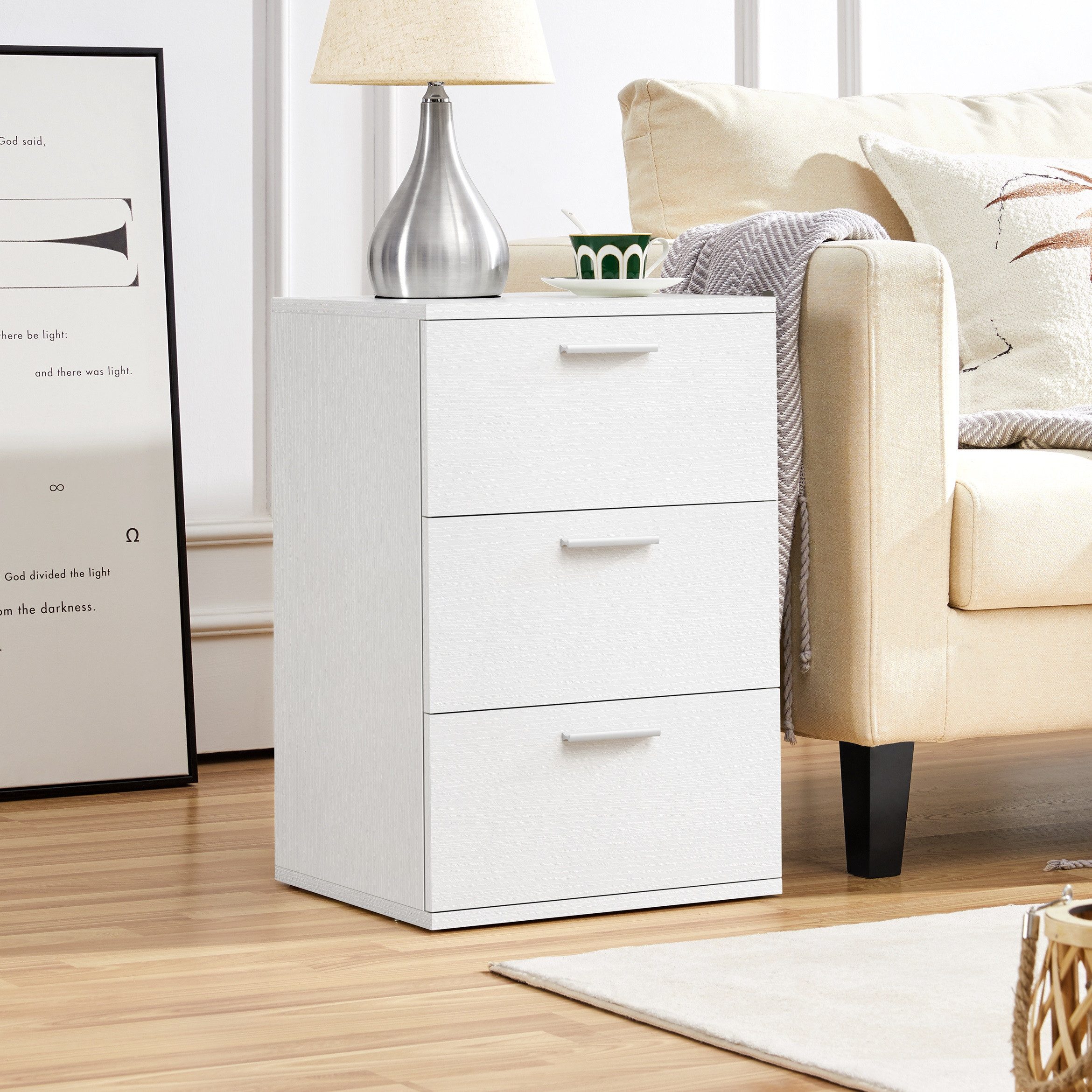 Yaheetech Nachttisch Beistelltisch (1-St), Nachtschrank mit 3 Schubladen, 4 günstig online kaufen