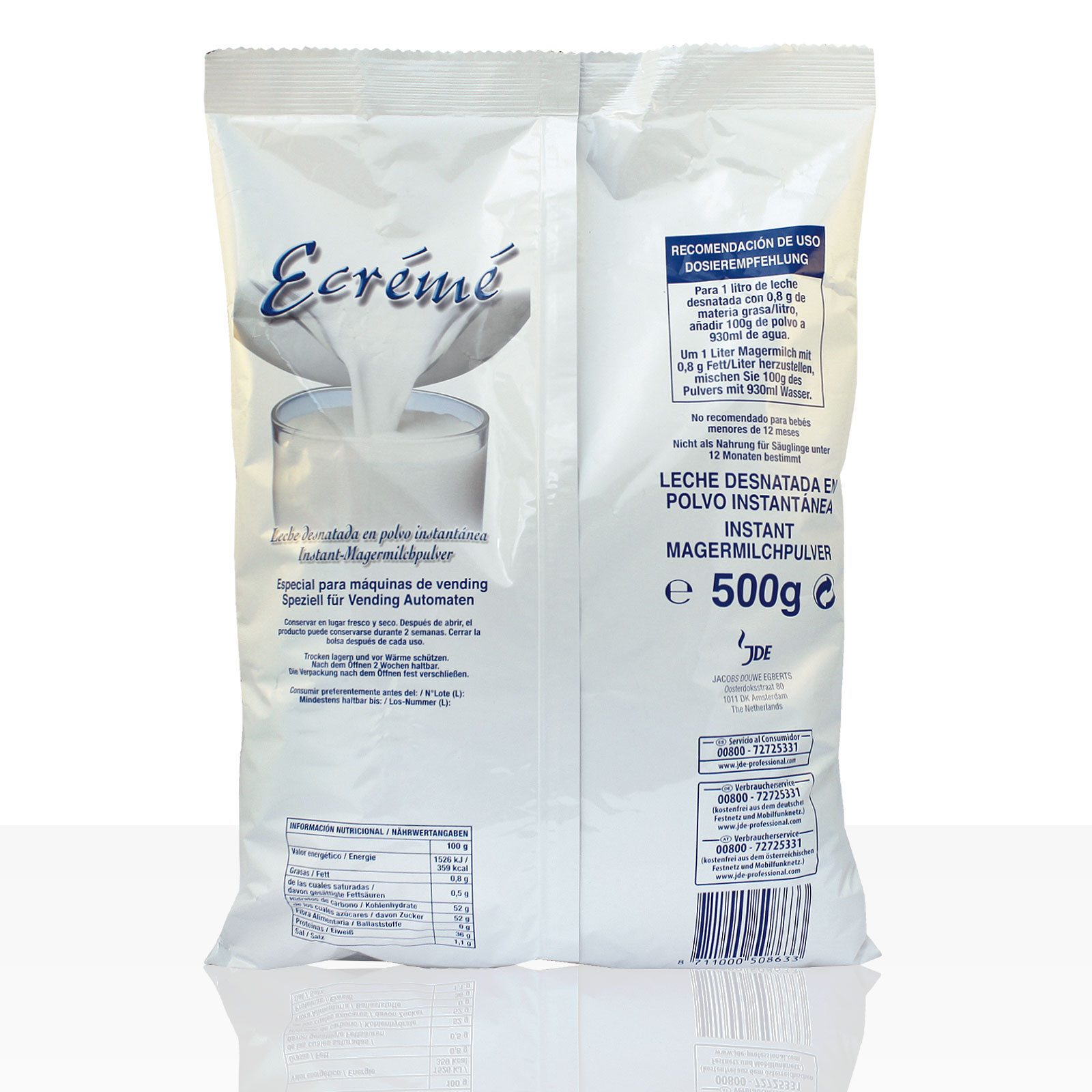 Jacobs Douwe Egberts Milchpulver Ecreme Topping Granulat Vending 500g Magermilchpulver – Bild 2 von 2
