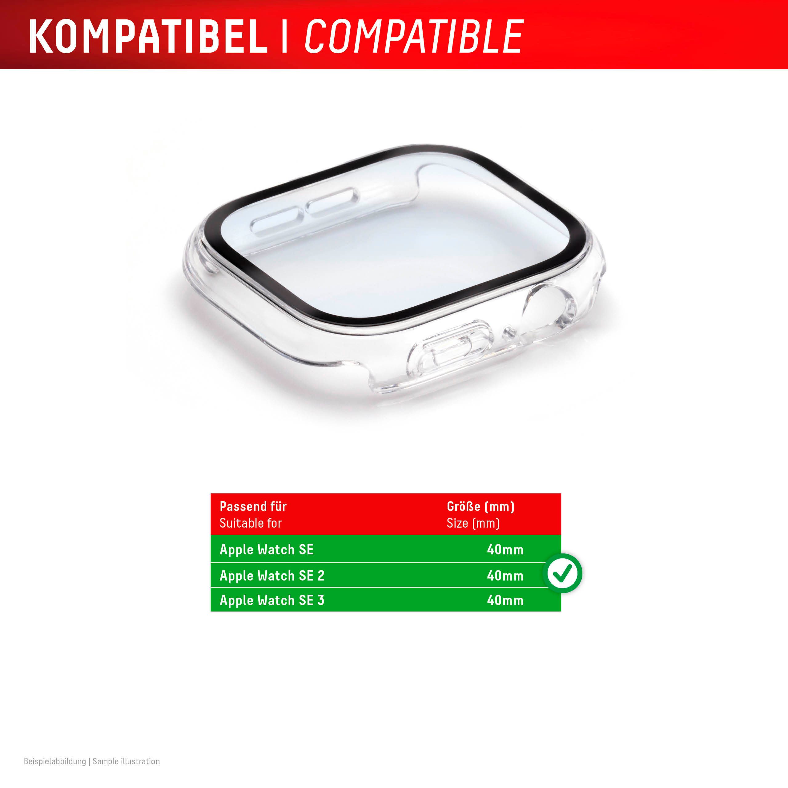 Displex Displayschutzglas Smartwatch Glass All-In-One Protector Full Body für Apple Watch SE 2 40 mm, Apple Watch SE 3 40 mm, Apple Watch SE 40 mm, Displayschut – Bild 2 von 5