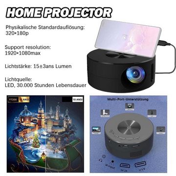 yozhiqu Mini-Projektor LED HD 1080P Heimkino Tragbares Heimkino Portabler Projektor (Klein und tragbar, geringe Größe, leicht zu transportieren)
