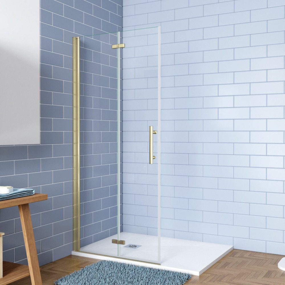 AICA Walk-in-Dusche H:195cm Gold Duschwand Duschabtrennung Falttür Scharnie günstig online kaufen