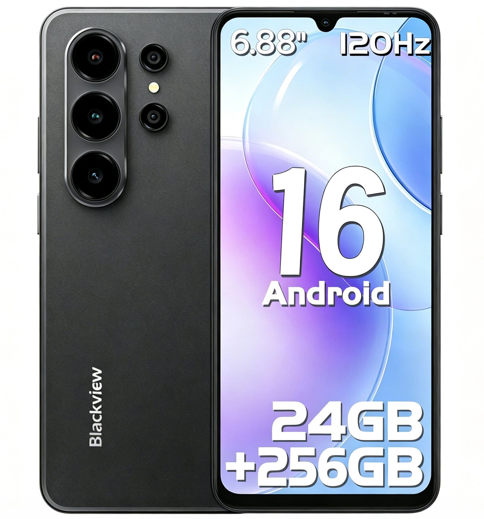 blackview WAVE 10 Android 16 Handy 6,88" HD+ 120Hz,24+256GB/2 TB Gemini AI Smartphone (17,48 cm/6,88 Zoll, 256 GB Speicherplatz, 32 MP Kamera, 4G Dual SIM Android 16 Outdoor Smartphone, Octa-Core, 5000mAh, 32+13MP)
