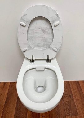 ADOB WC-Sitz Eleganza Marmor, hohe Belastbarkeit bis 250 Kg, verstellbare Edelstahlscharniere