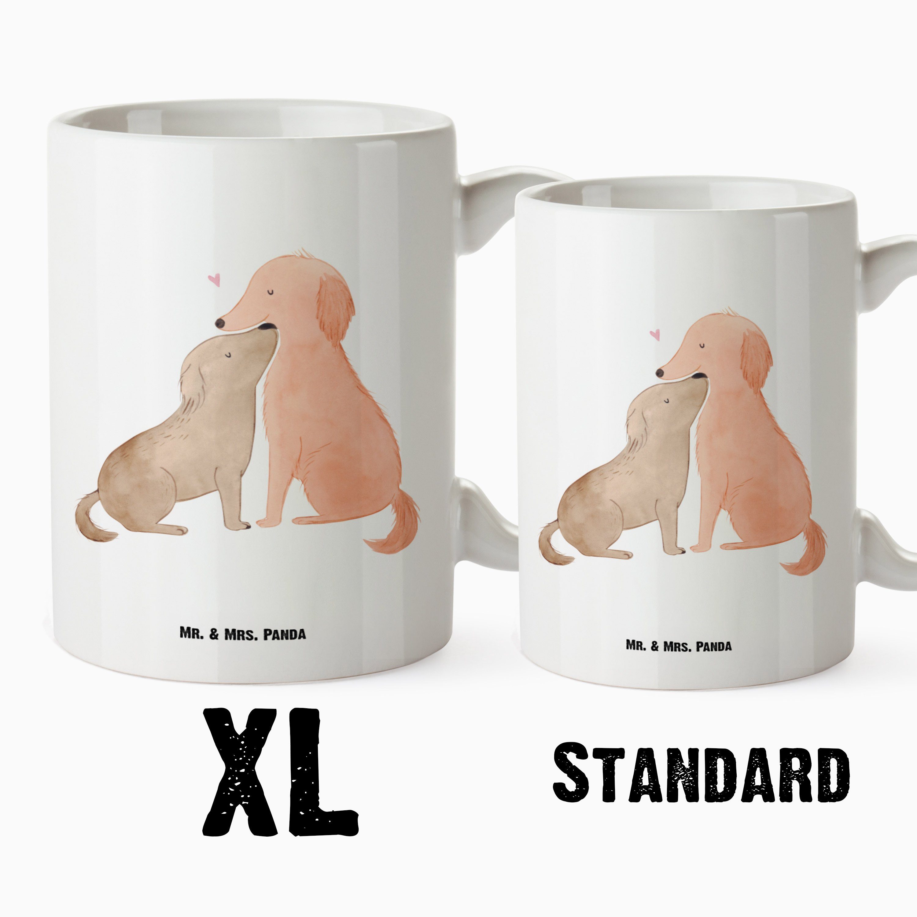 Mr. & Mrs. XL Ver, Herz, Panda Geschenk, Kuscheln, Liebe Keramik - Groß, Große Hunde Tasse Tasse, Weiß - Tasse