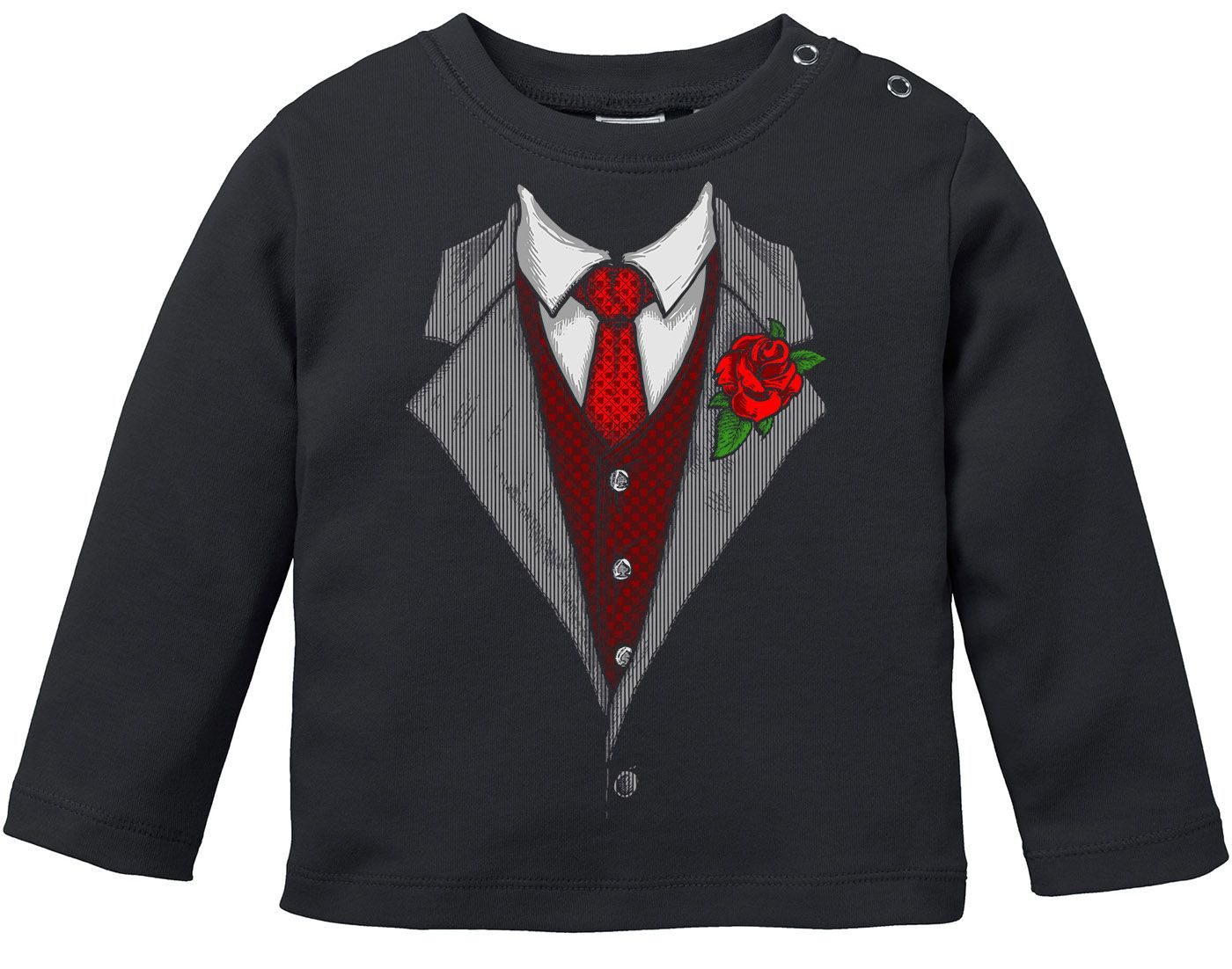 MoonWorks Body Baby Langarmshirt Babyshirt Anzug Tuxedo Krawatte Smoking Jungen