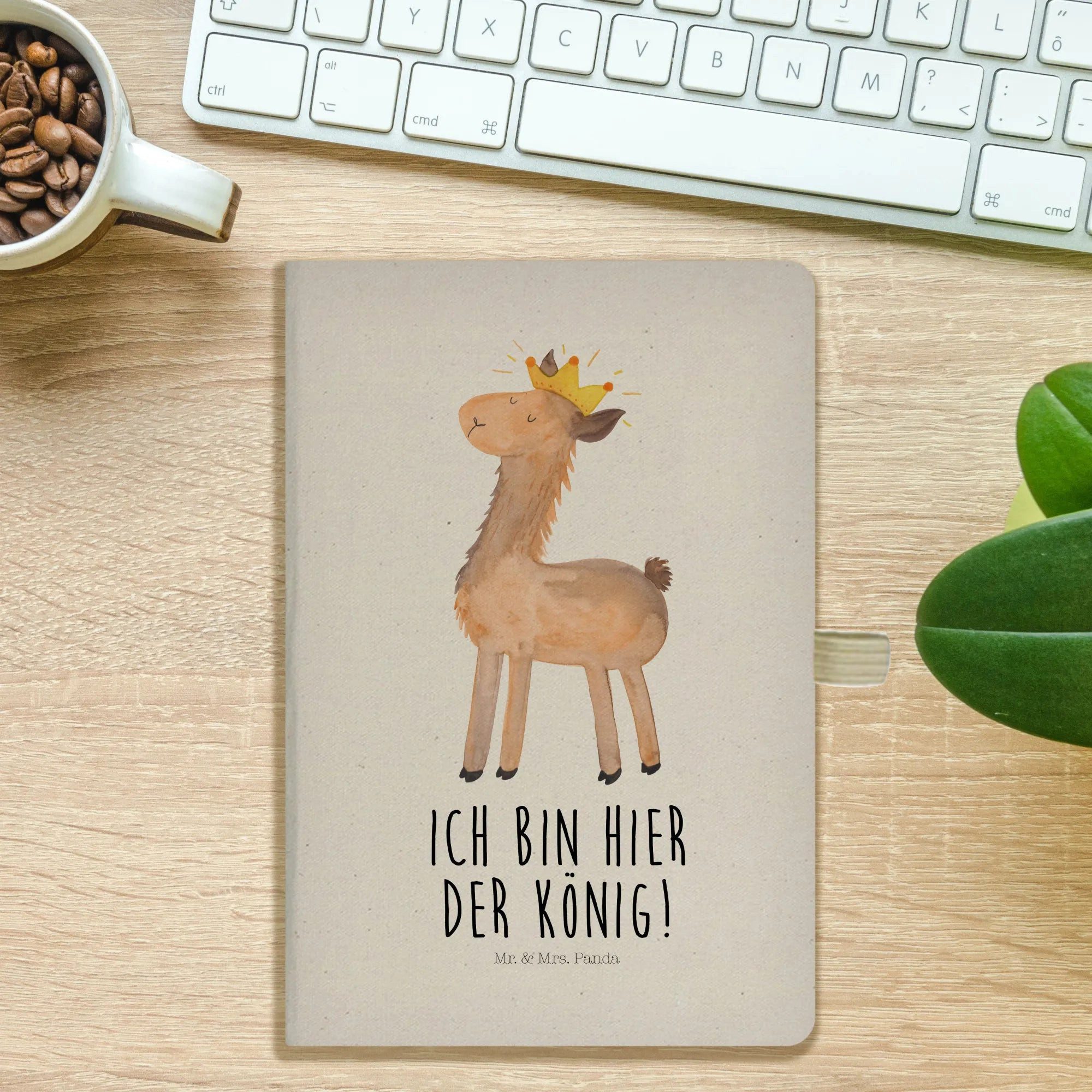 Thumbnail - Mr. & Mrs. Panda Notizbuch Lama König - Transparent - Geschenk, A5 Skizzenbuch, A5 Notizbuch Pun Mr. & Mrs. Panda, Hochw...