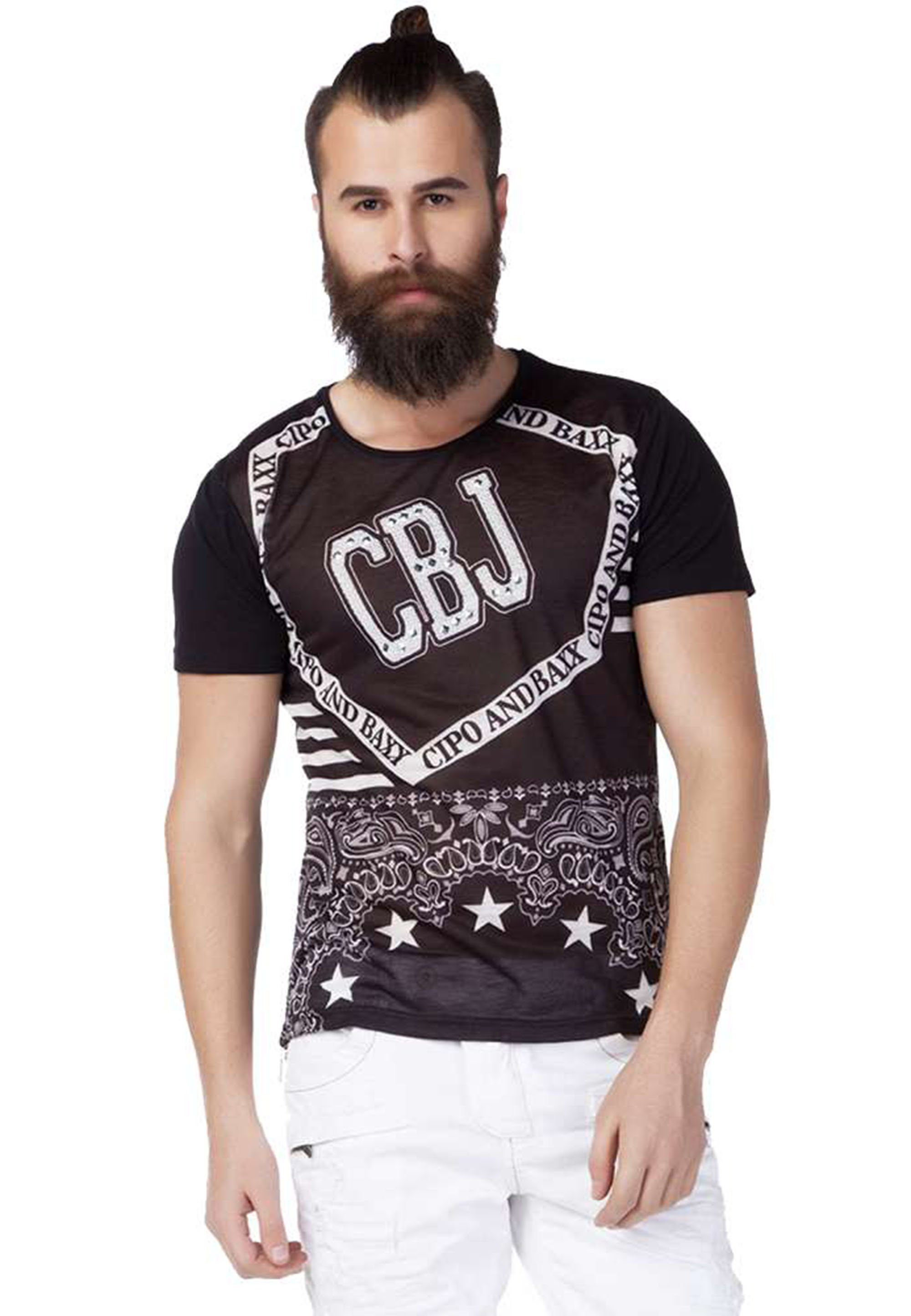 Cipo & Baxx T-Shirt mit coolem Frontprint | T-Shirts