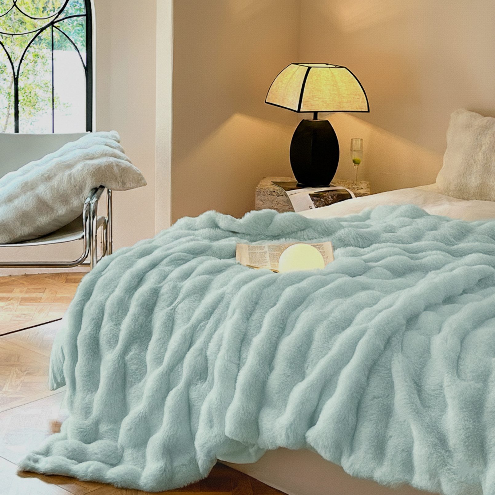 Wohndecke Kuscheldecke Kaninchen Plüsch Decke, KEAYOO, Kunstfell Warme Kuscheldecke für Couch Bett Sofa