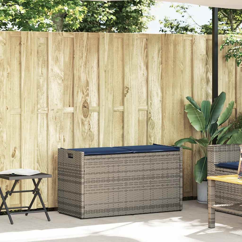 vidaXL Gartenbank Outdoor-Sitzbank mit Stauraum und Kissen Grau 100 cm (1-St)