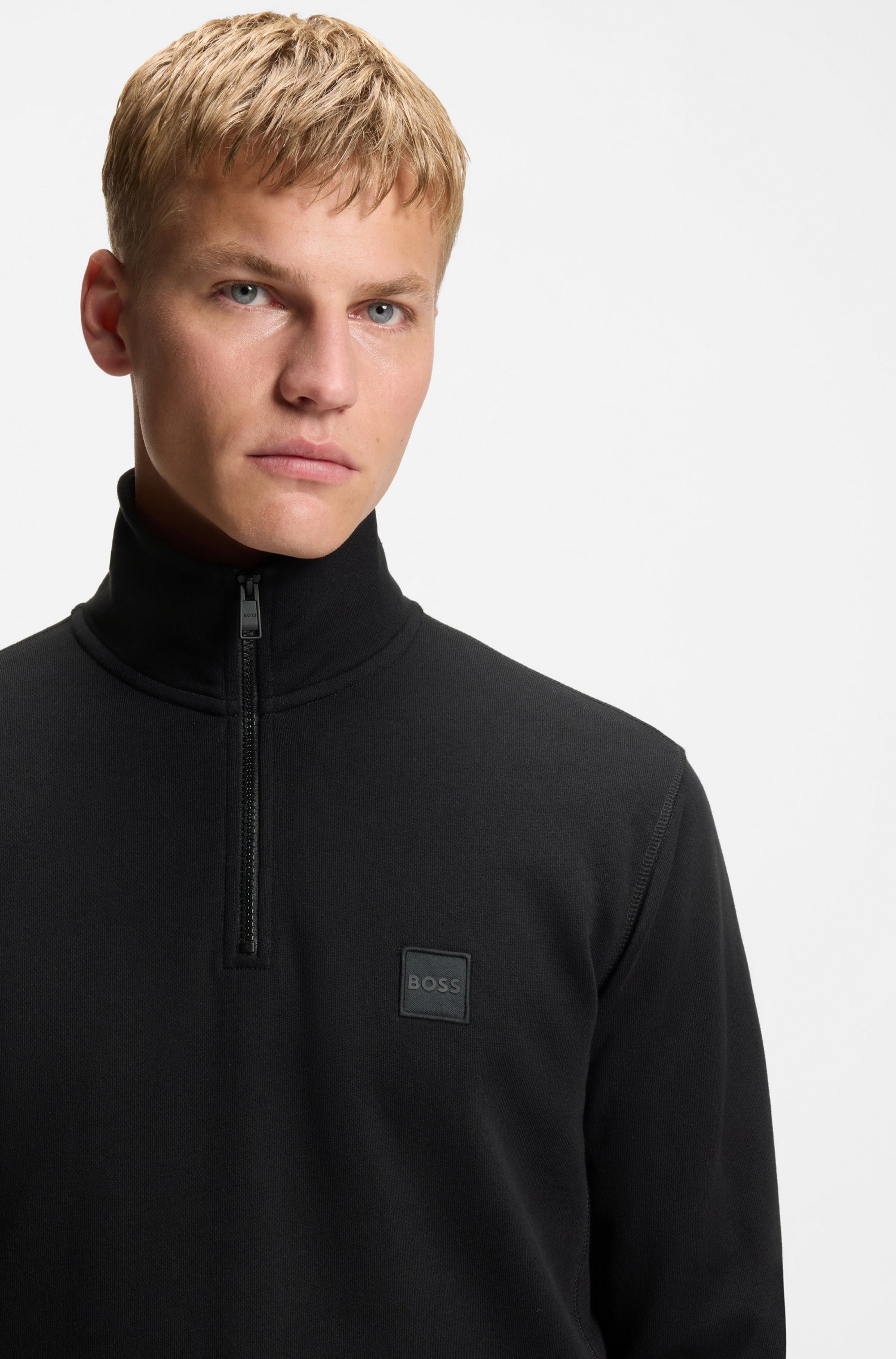 BOSS ORANGE Sweatshirt Zetrust (1-tlg) Troyerkragen mit Reißverschluss, Regular Fit, BOSS-Label