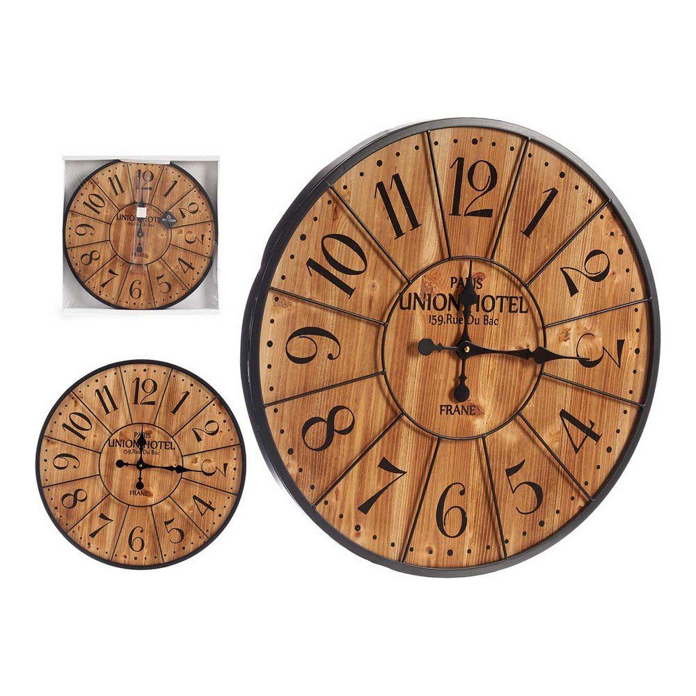 Gift Decor Uhr Wanduhr Schwarz Dunkelbraun Metall Holz 60 x 4,5 x 60 cm