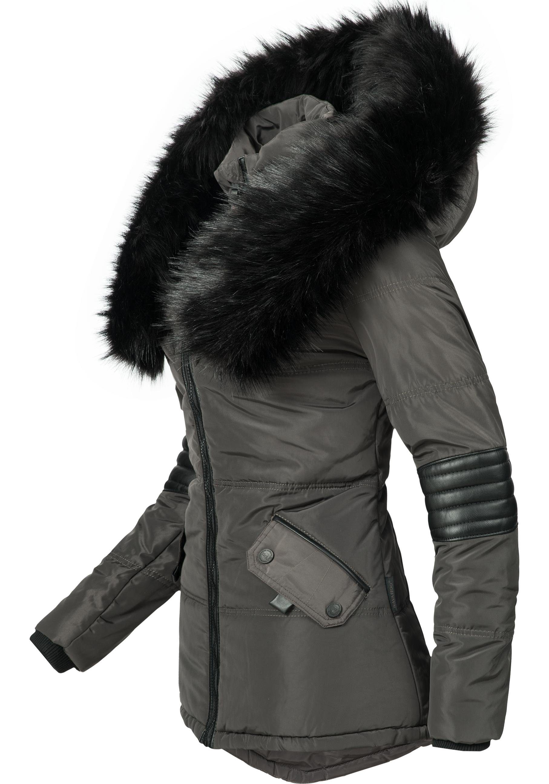 Navahoo Winterjacke Nirvana edle Steppjacke m. schwarzem Kunstpelzkragen günstig online kaufen