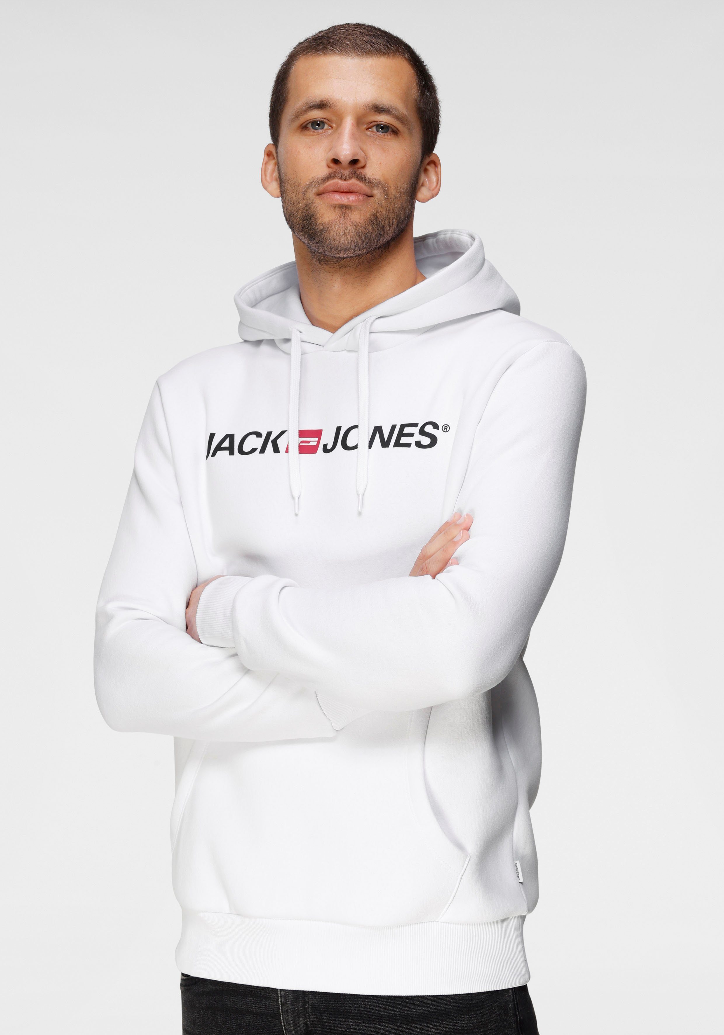 Hoodie Oldschool weiß-bedruckt Logo Jones & Kapuzensweatshirt Jack