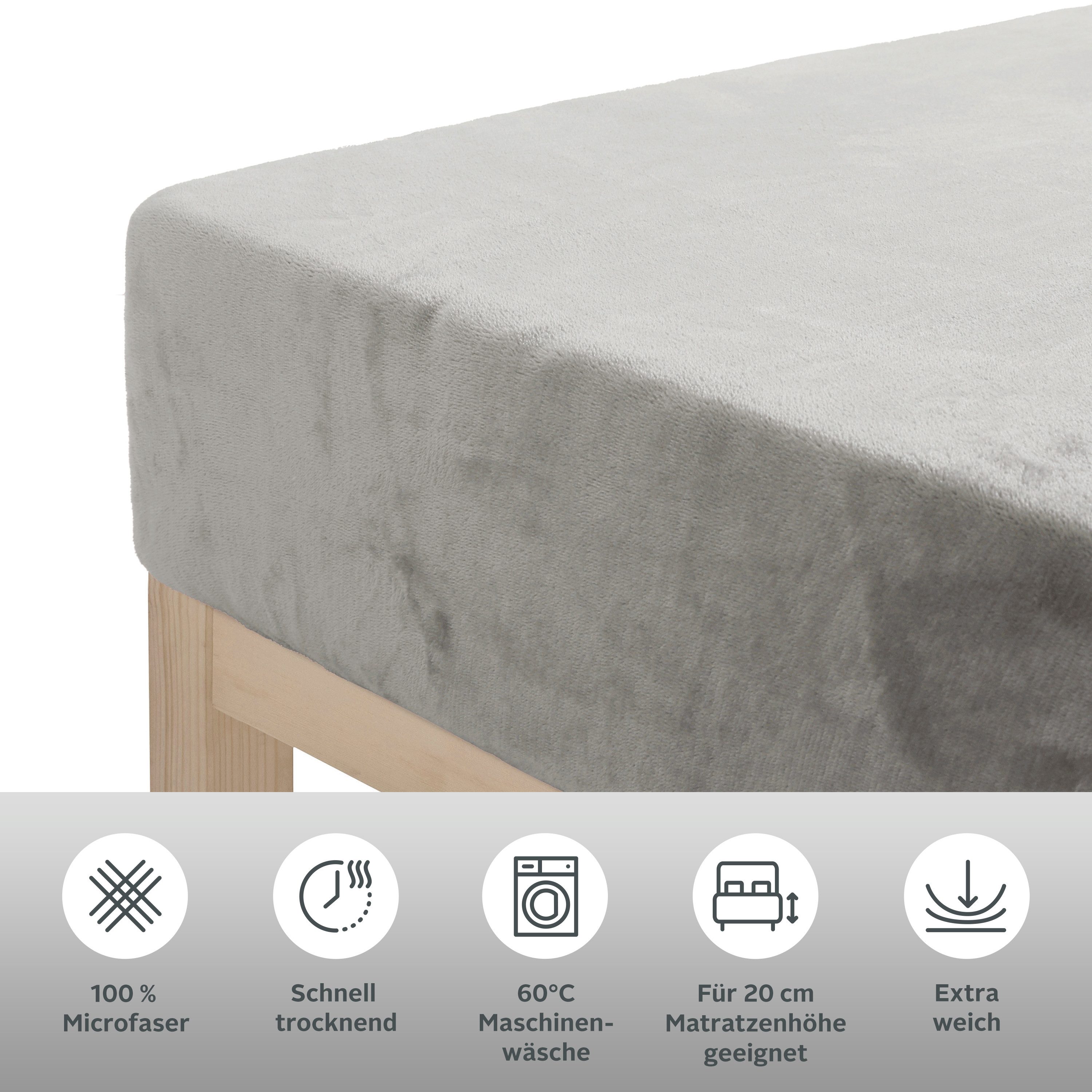 OTTO home Spannbettlaken Desner3, Mikrofaser Fleece besonders weich im Griff, Cashmere-Touch, Microfaser, Gummizug: rundum, (2 Stück), für Matratzen bis 20cm Hö – Bild 3 von 3