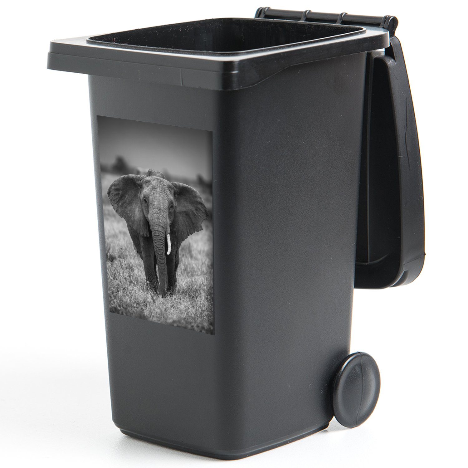 (1 Elefant - Wandsticker Mülleimer-aufkleber, Sticker, Abfalbehälter Wildtiere Container, Safari St), Tiere Mülltonne, MuchoWow - -