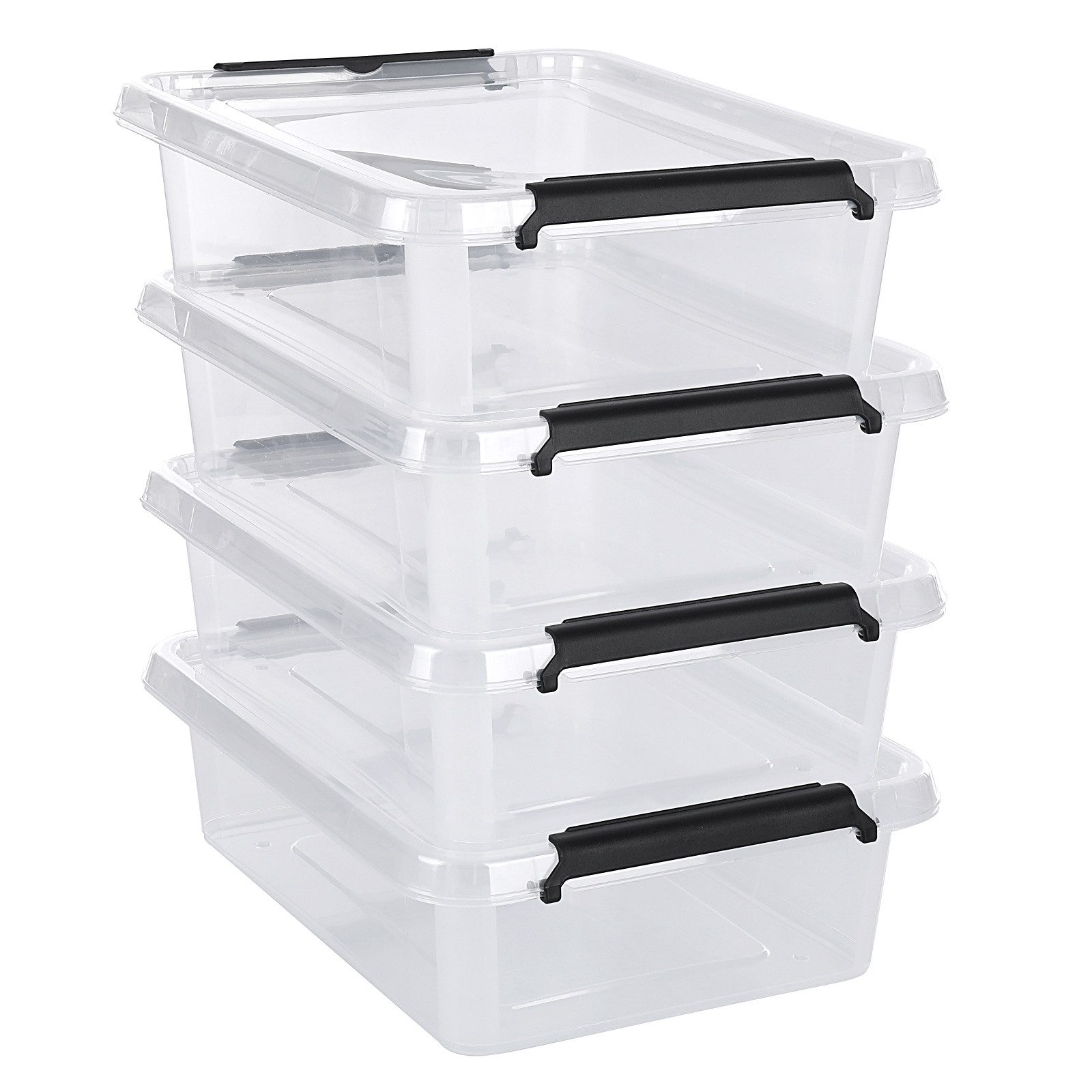 astor24 Aufbewahrungsbox Aufbewahrungsbox mit Deckel 4er Set Kunststoffbox Stapelbox Lagerbox (Plastikbox Aufbewahrung Regalbox Spielzeugbox, 4 St., Lagerbox) – Bild 5 von 5