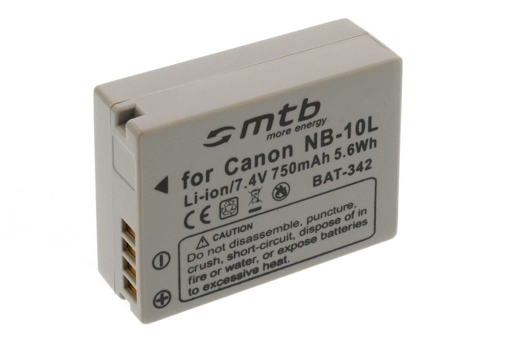 mtb more energy [BAT-342 - Li-Ion] Kamera-Akku kompatibel mit Akku-Typ Canon NB-10L 750 mAh (7,4 V), passend für: Canon PowerShot G15, G16, G1X, SX40 HS, SX50 HS, SX60 HS…