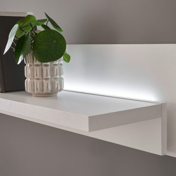 Lomadox Bücherregal LOVENO-61, Wandregal Regal Weiß Matt mit LED Beleuchtung 150 cm