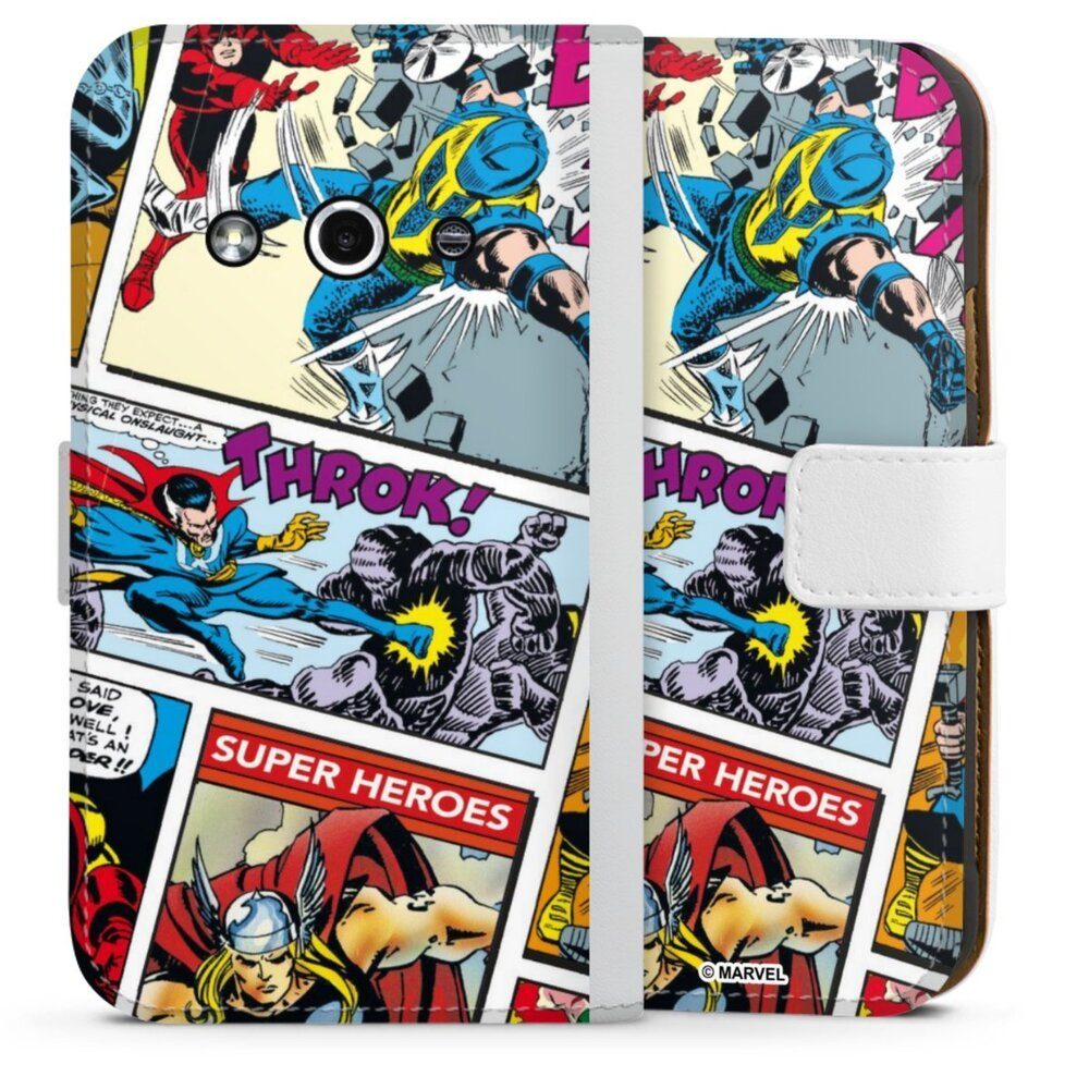 DeinDesign Handyhülle Marvel Retro Comic Blue, Samsung Galaxy Xcover 3 Hülle Handy Flip Case Wallet Cover