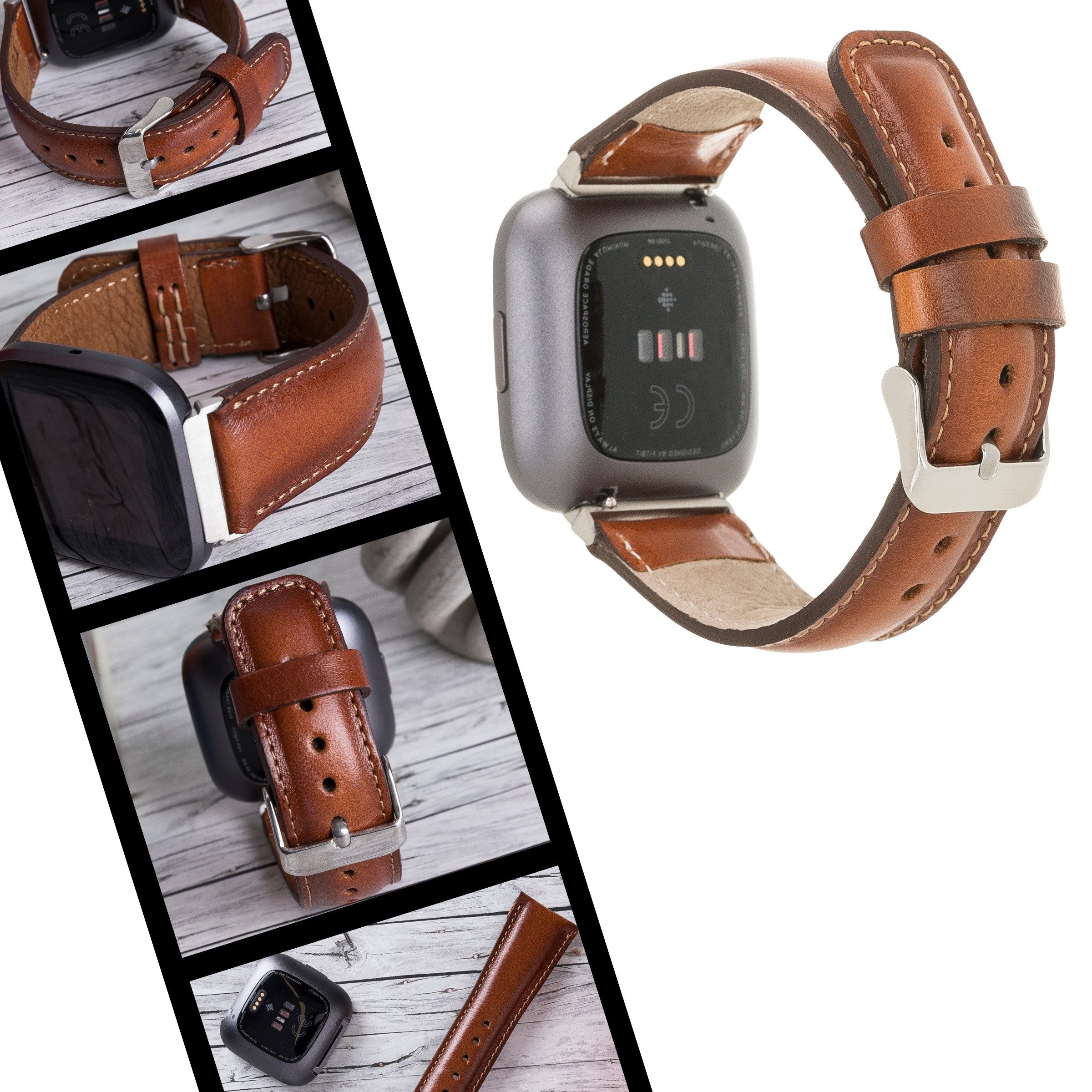Renna Leather Smartwatch-Armband Echtleder Armband für Fitbit Versa 4 / 3 / Sense 2 / Sense