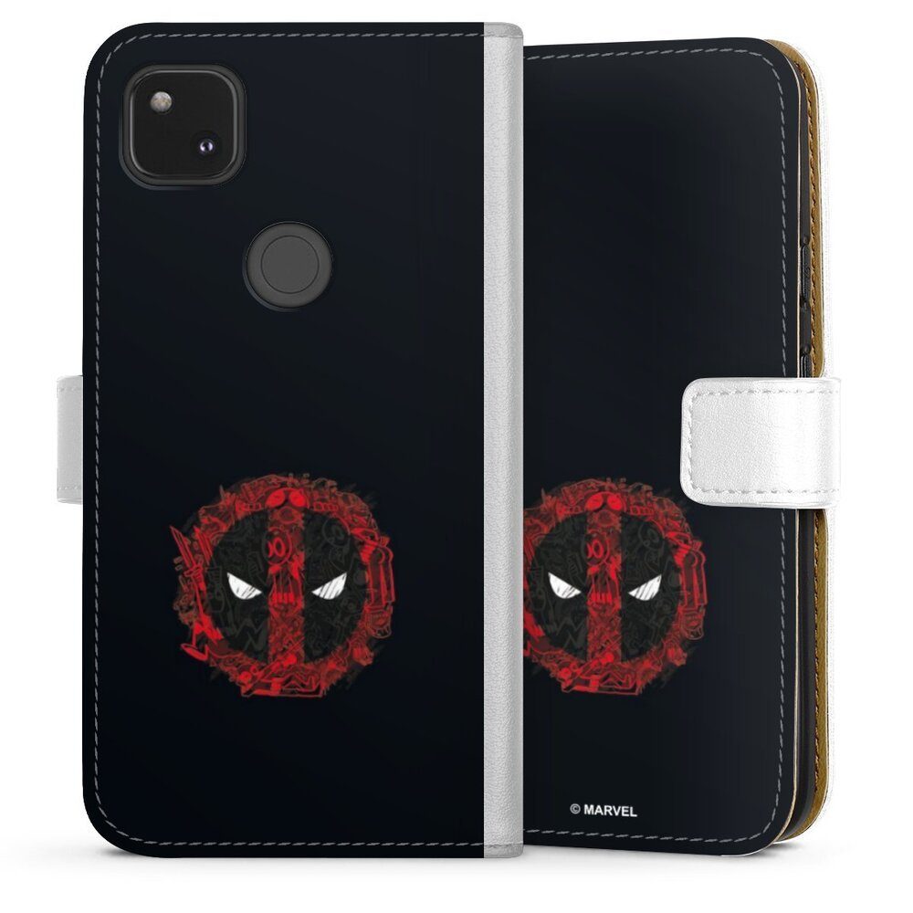 DeinDesign Handyhülle Marvel Deadpool Logo Deadpool Logo, Google Pixel 4a Hülle Handy Flip Case Wallet Cover Handytasche Leder