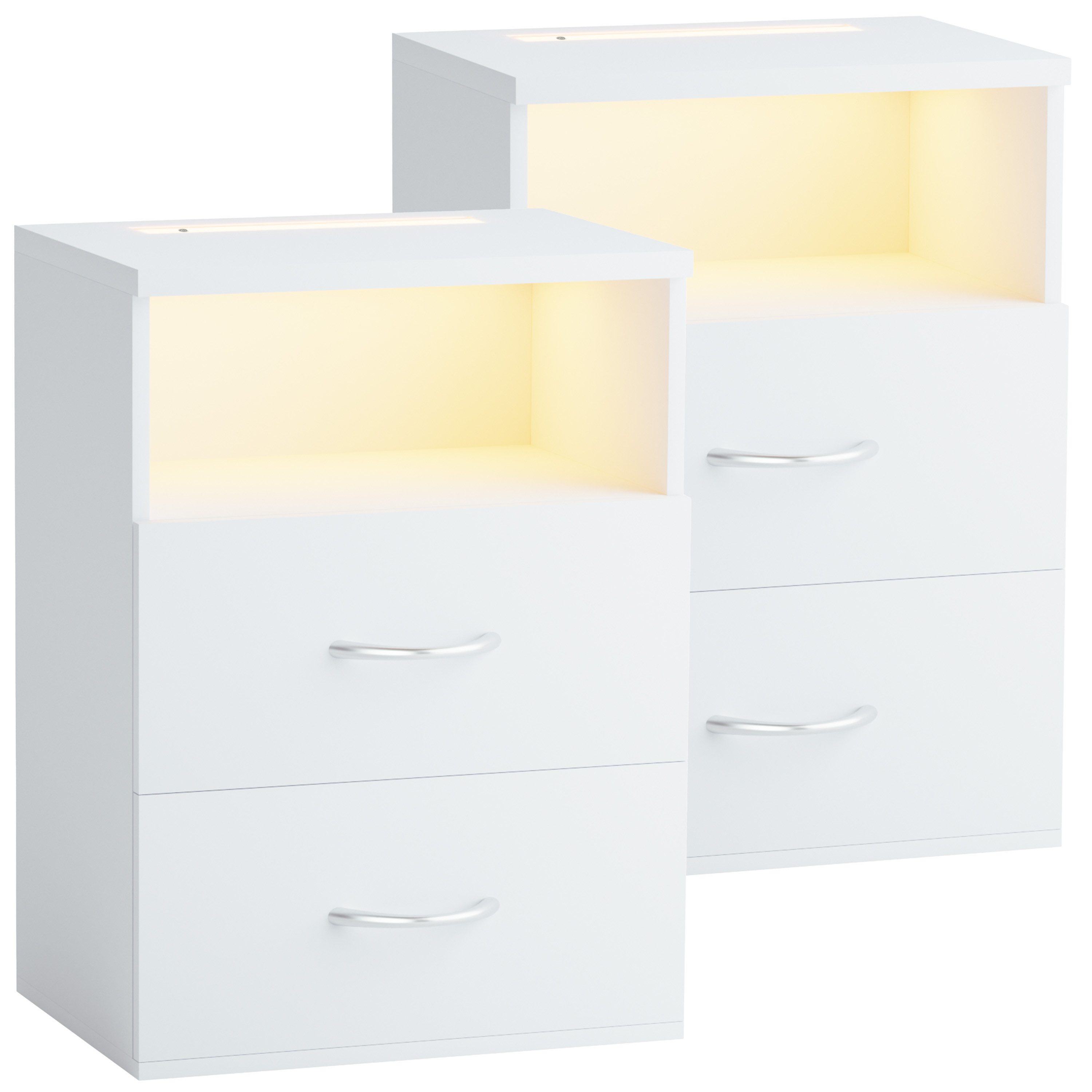 Casaria Nachttisch Jamie (2-St), mit Touch LED Beleuchtung 40x28x55cm Dimmb günstig online kaufen