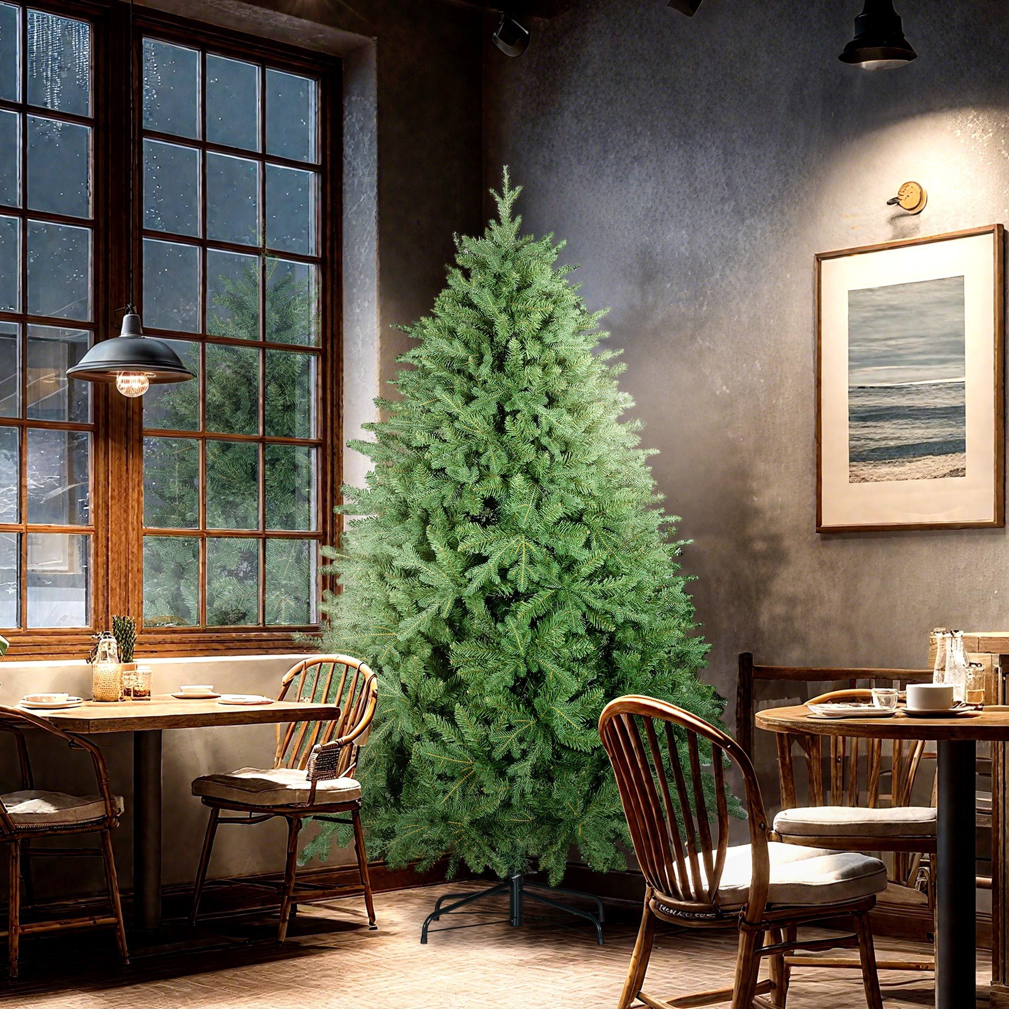 HOMCOM Künstlicher Weihnachtsbaum Flammbeständig, Kieferbaum, realistisches Aussehen, Grün