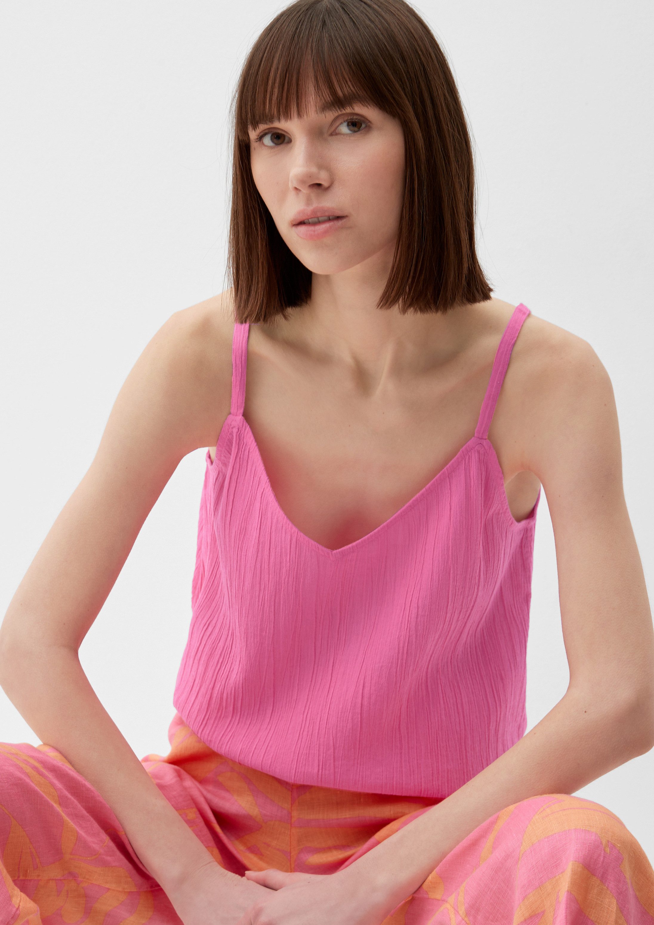 s.Oliver Blusentop Bluse Blusentop mit Crêpestruktur
