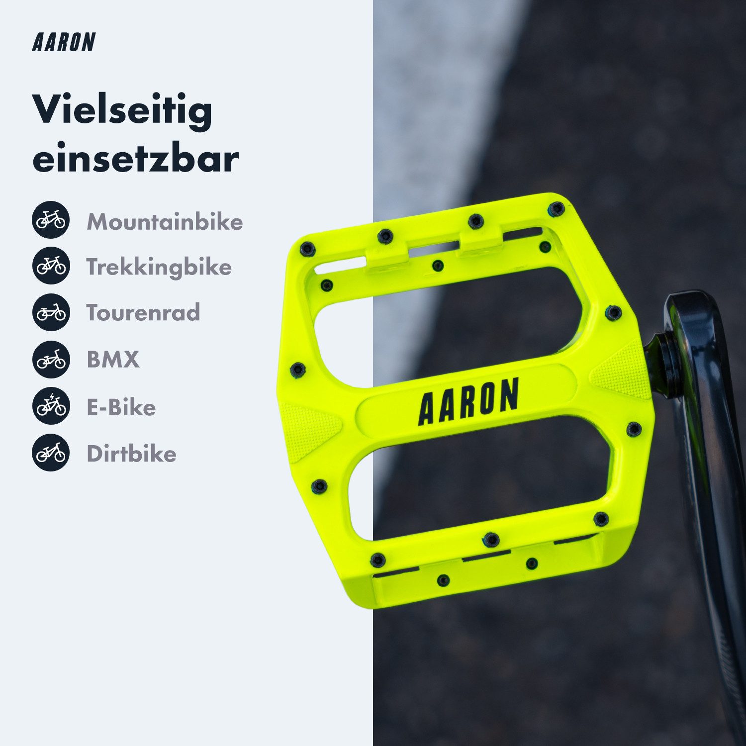 AARON Fahrradpedale Rock MTB Pedale Aluminium - Industriekugellager & austauschbare Pins