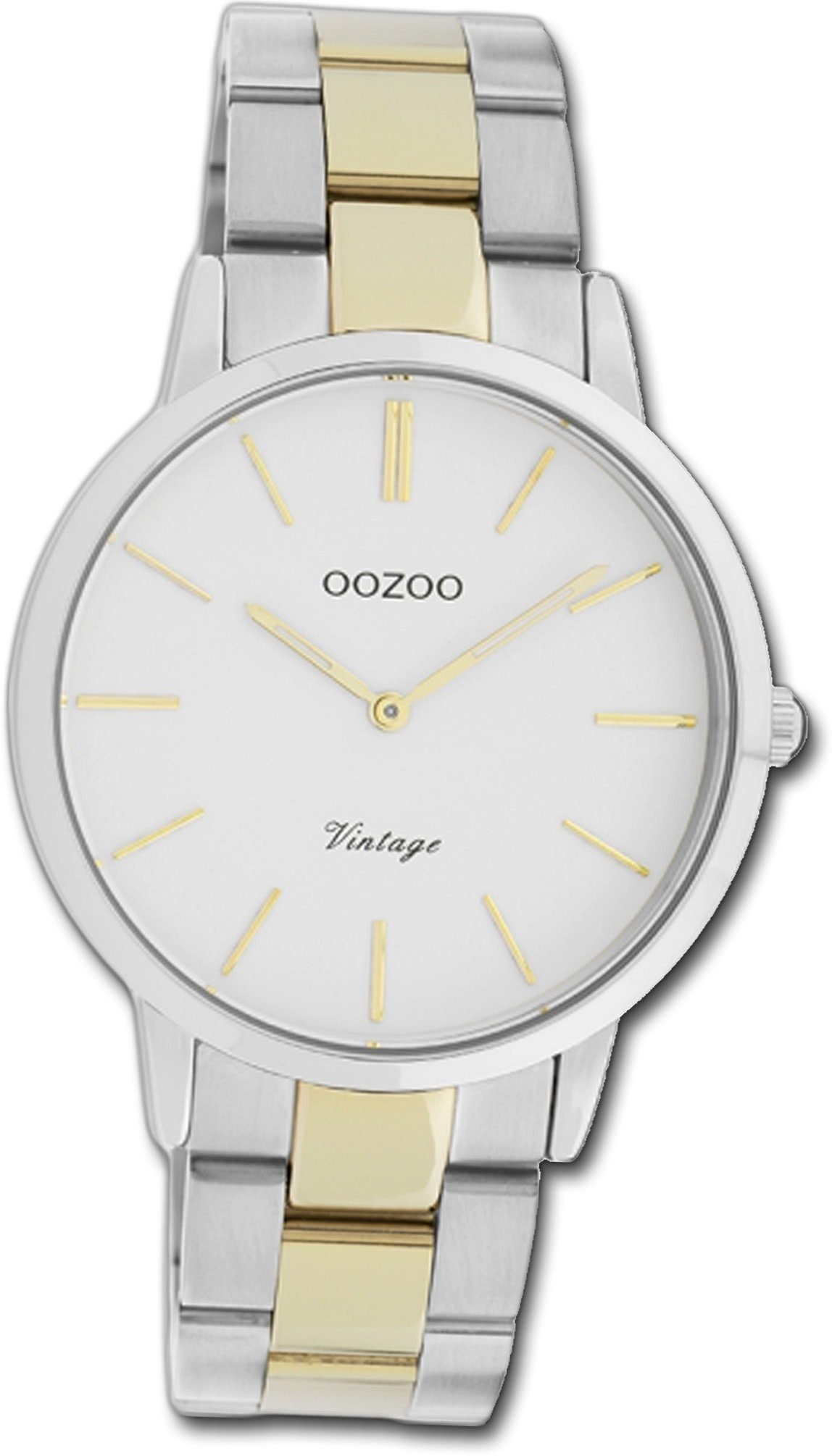 OOZOO gold, Oozoo C20032, Gehäuse, Edelstahlarmband Damenuhr mittel silber, rundes Edelstahl Damen (38mm) Quarzuhr Uhr