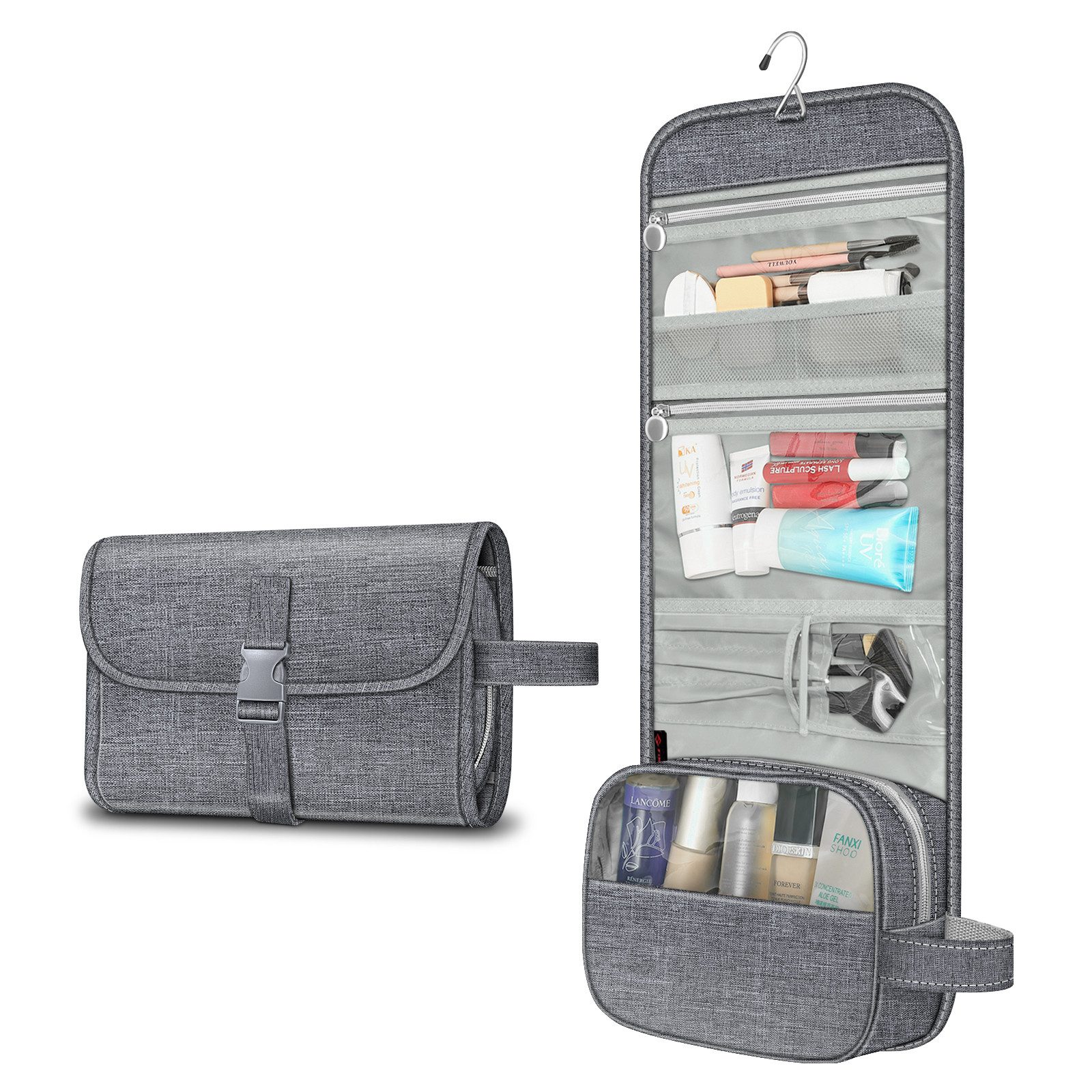 Fintie Kulturbeutel Tragbare Kulturtasche Kosmetiktasche Reisetasche, Große wasserdichte, Aufhängen Make-up Organizer Stauraum Tasche für Damen Mädchen