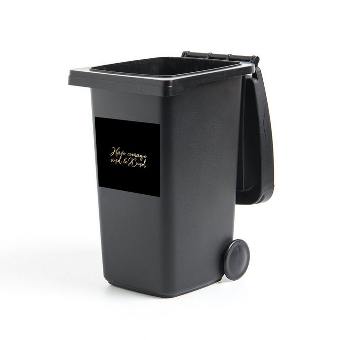 MuchoWow Wandsticker Zitate - Zuversicht - Gold - Schwarz (1 St) Mülleimer-aufkleber Mülltonne Sticker Container Abfalbehälter