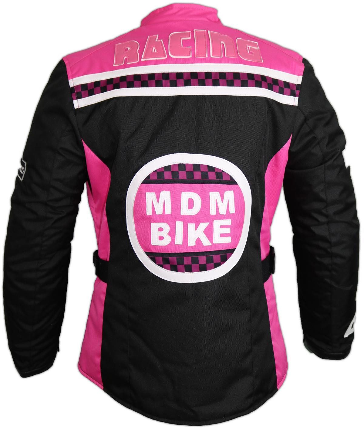 MDM Motorradjacke Damen Motorradjacke Textil Racing Stil mit Protektoren (Sportliche Damen Bikerjacke mit Protektoren und Windschutzleiste) Damen Racing Motorra – Bild 2 von 4