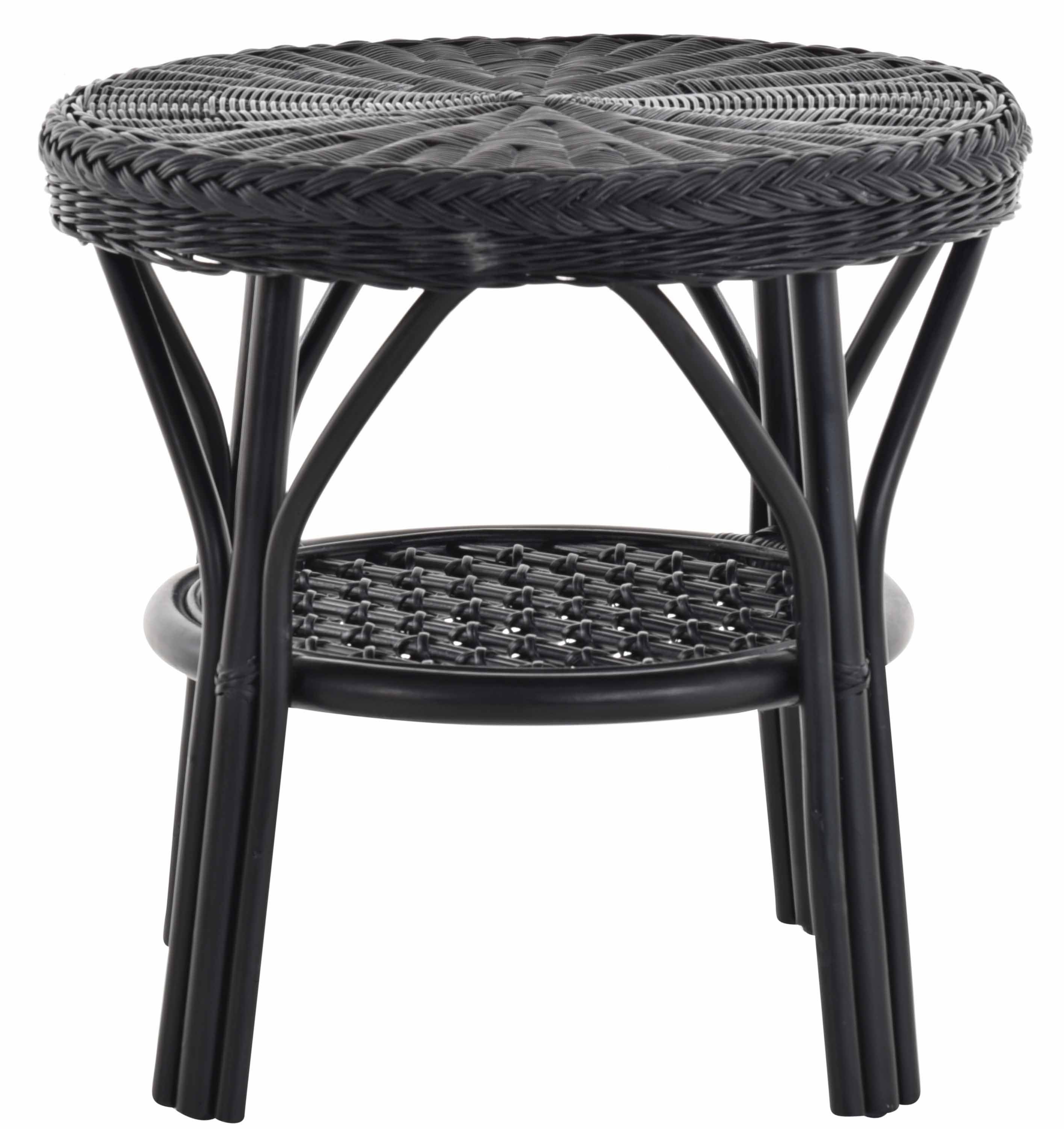 Rund Tisch, Ablage Rattan Schwarz für Couchtisch Krines Wohnzimmertisch mit Wohnzimmer Home Rattantisch Beistelltisch