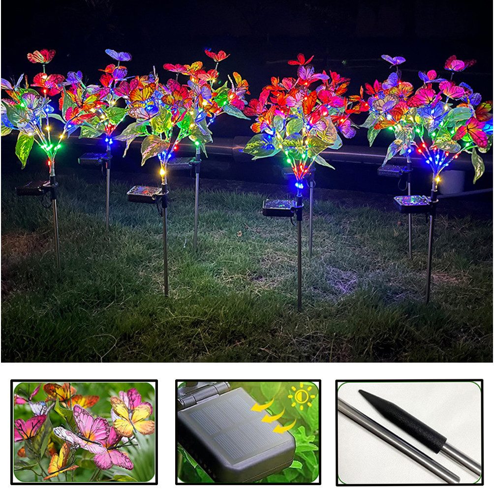 SERBASIC LED Solarleuchte IP65 Wasserdicht Schmetterling Solarlampen, 2/4 Stück, für Außen Garten Pathway Yard Halloween Dekoratives