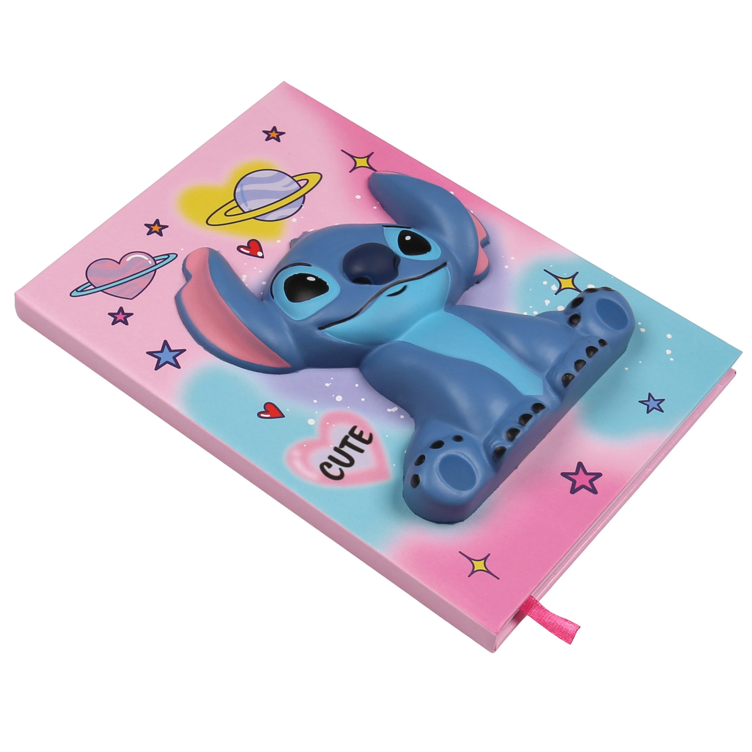 Disney Notizbuch Disney Stitch Schreibset mit Notizbuch, Stressball und Pompon-Stift