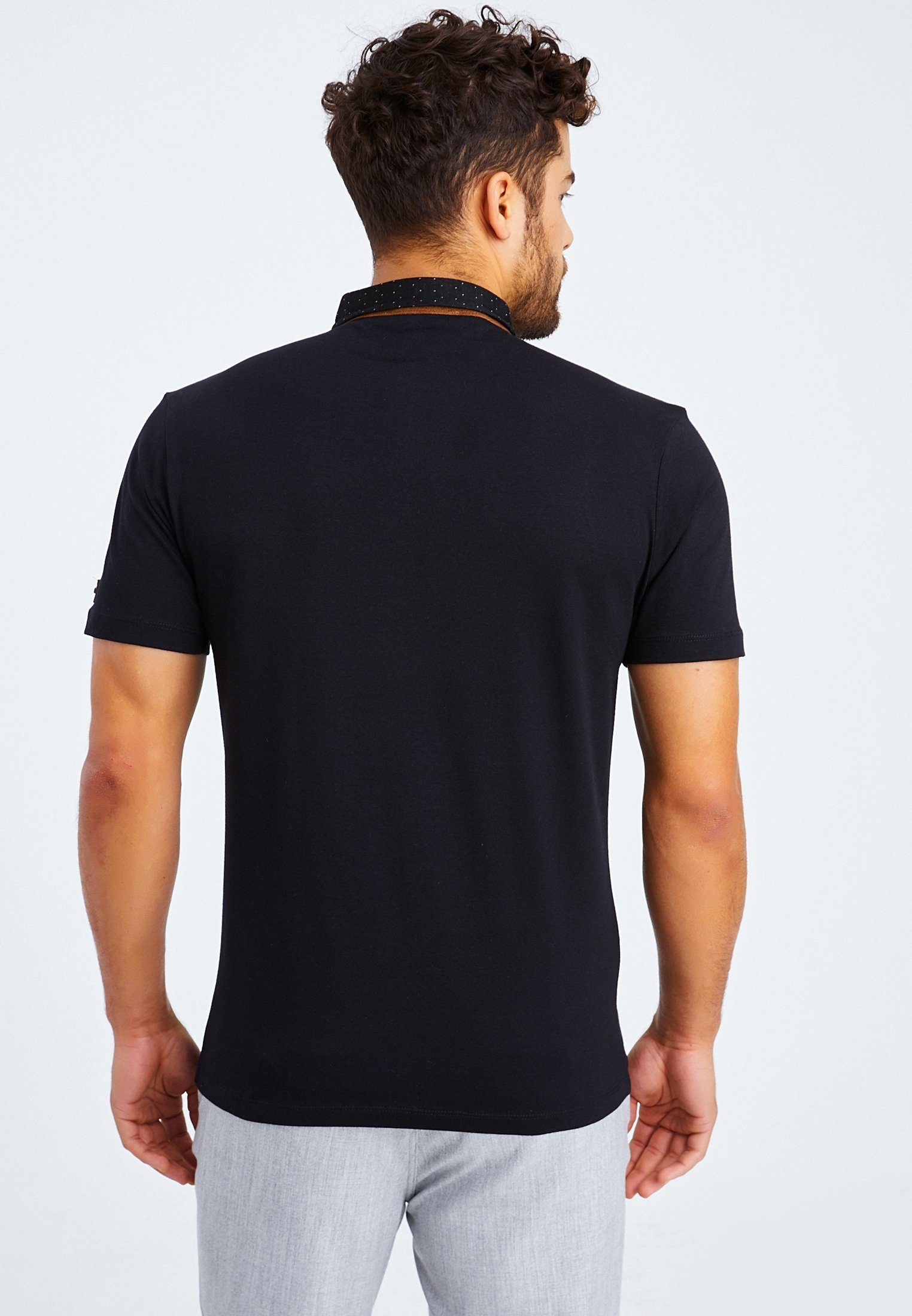 Leif Nelson T-Shirt Herren schwarz T-Shirt Polo LN-55720