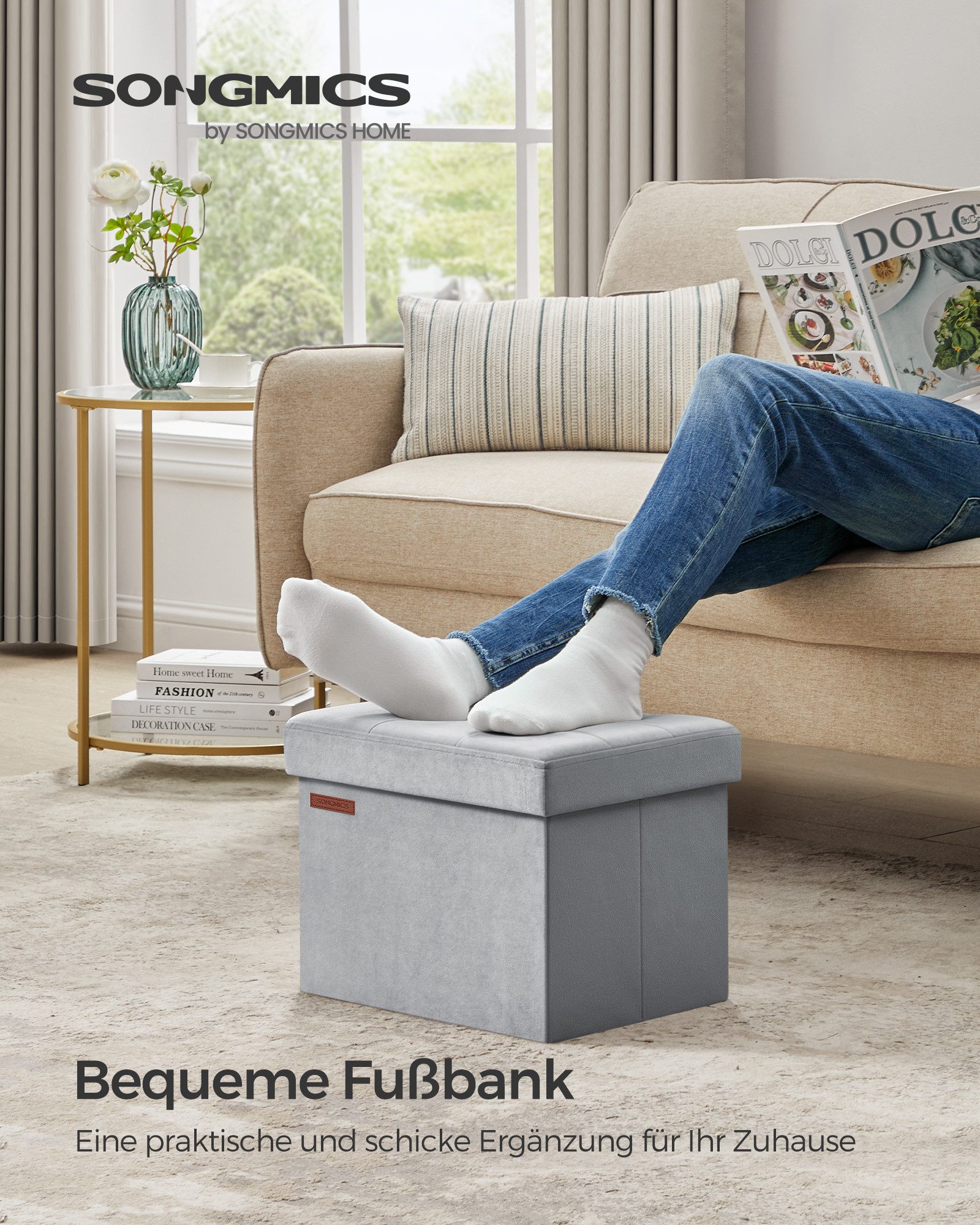 SONGMICS Sitzhocker sitzbank, Aufbewahrungsbox mit Deckel, bis 130 kg belas günstig online kaufen