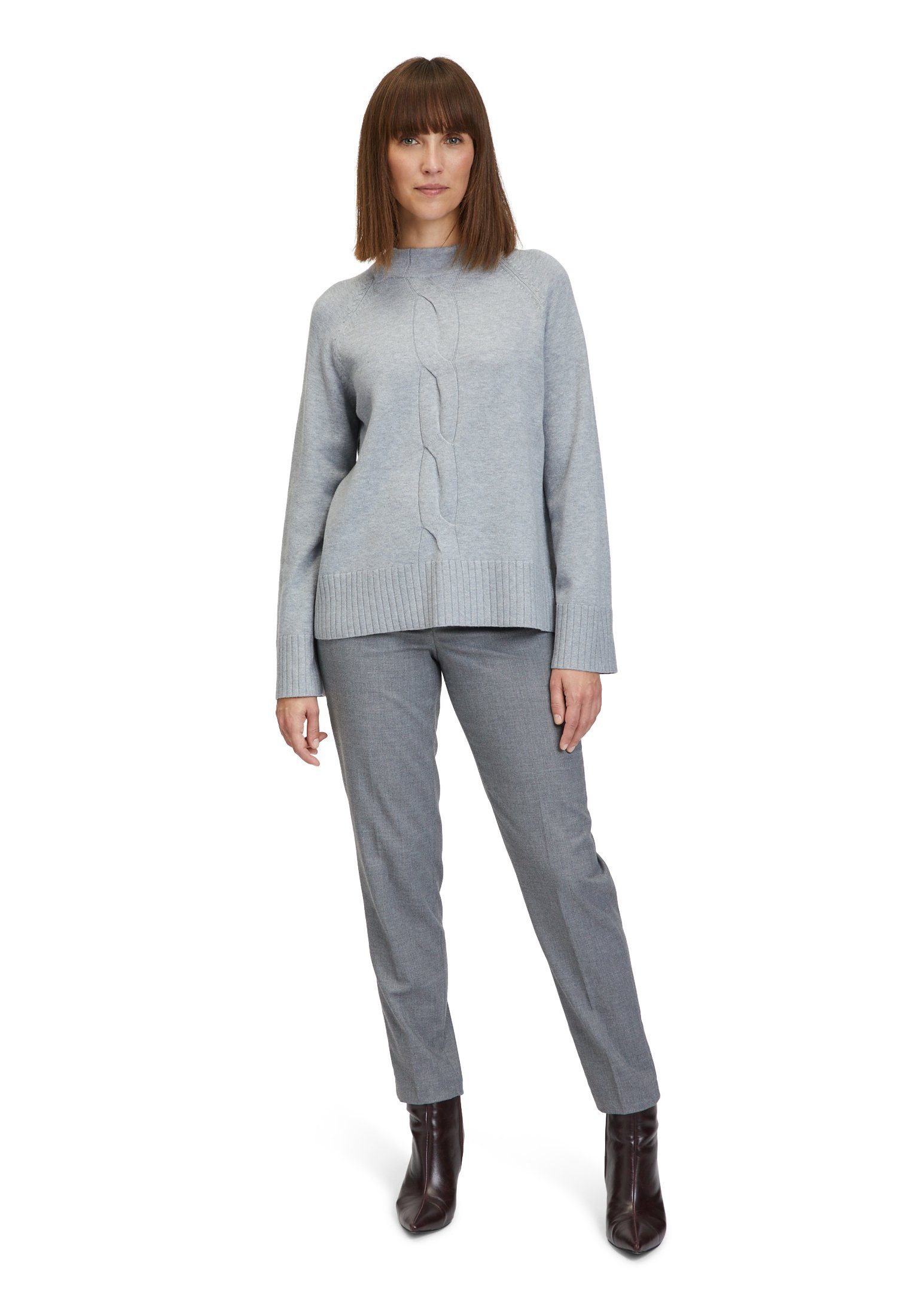 langarm Betty Barclay Strickpullover (1-tlg) Melange Grey Kragen