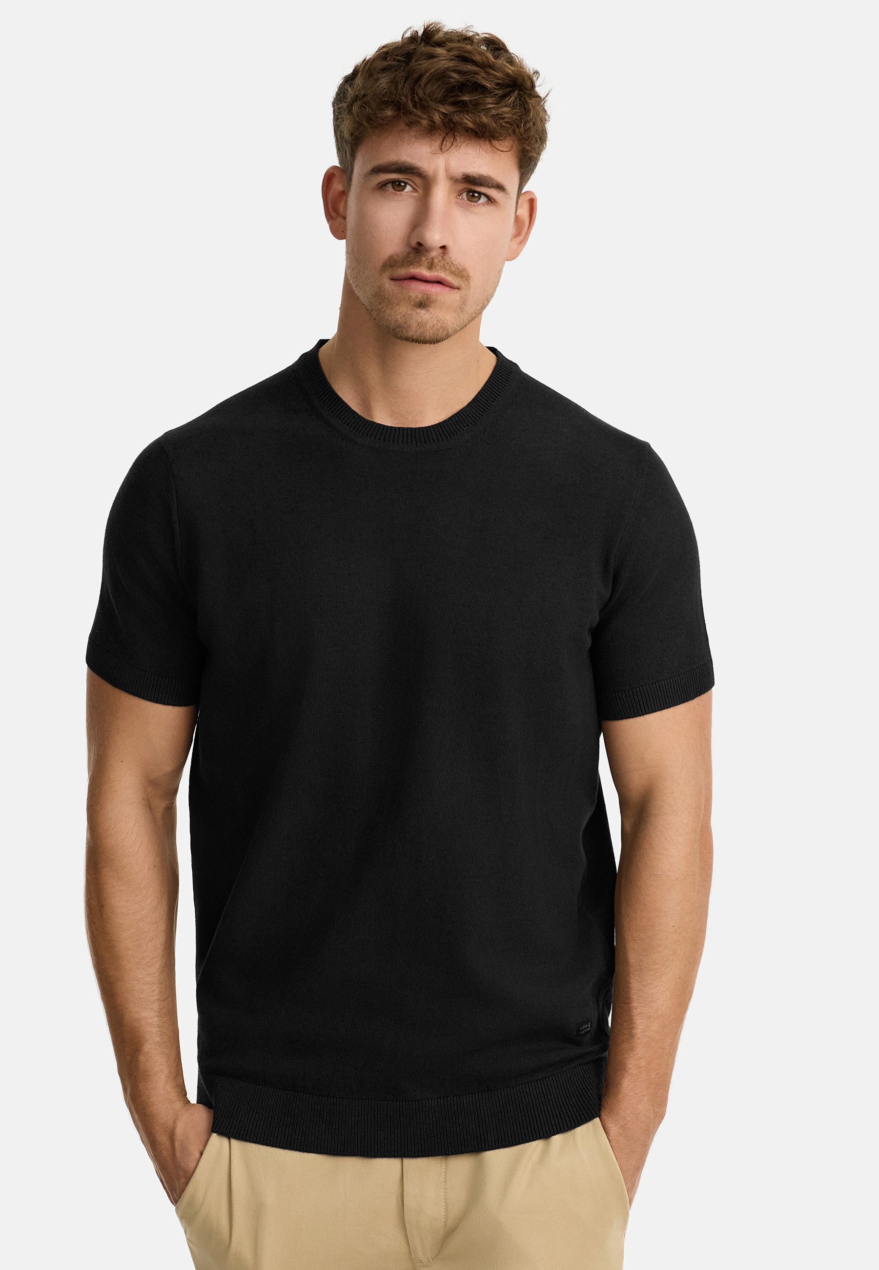 Indicode T-Shirt Herren INVasko Shirt Tee Herrenshirt T-Shirt Feinstrick mit Rippstricksaum