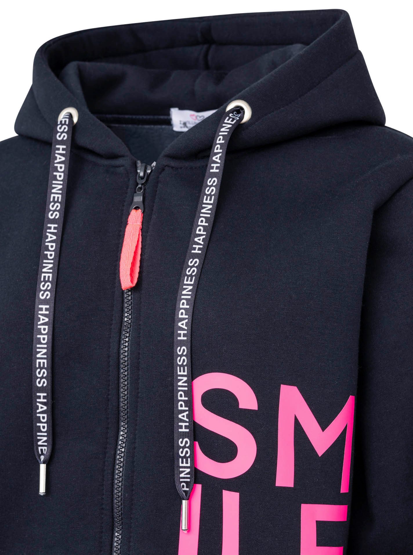 Zwillingsherz Kapuzensweatjacke "Alissa" mit SMILE, gesticktem Herz am Arm und Reißverschluss – Bild 5 von 5