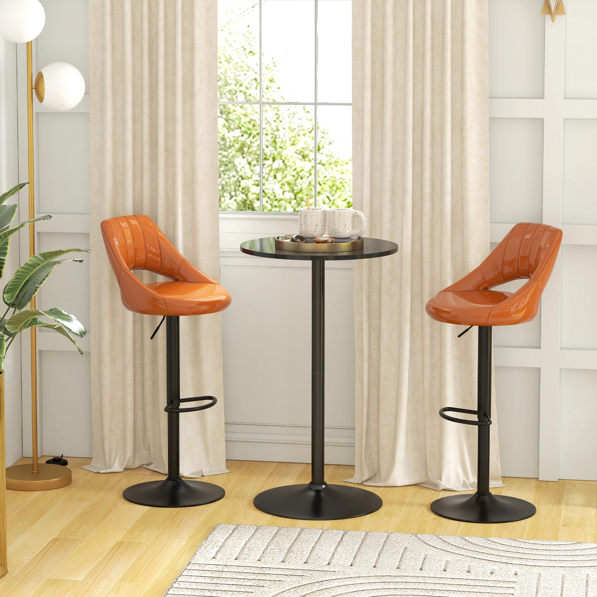 HOMCOM Bartisch Bistrotisch Runder Partytisch Tresentisch für Wohnzimmer (Esstsich, 1-St., Stehtisch), Stahl, Schwarz, Ø60 x 102 cm