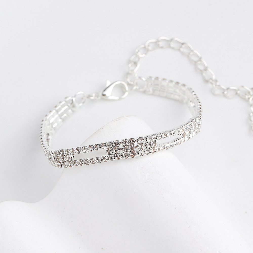 KARMA Fußkette Fußkettchen Strass Silber oder Gold 15 cm (Strassteine, Urlaub Strand Abendmode Accessoires), modern filigrane Fusskette Fußschmuck – Bild 3 von 5