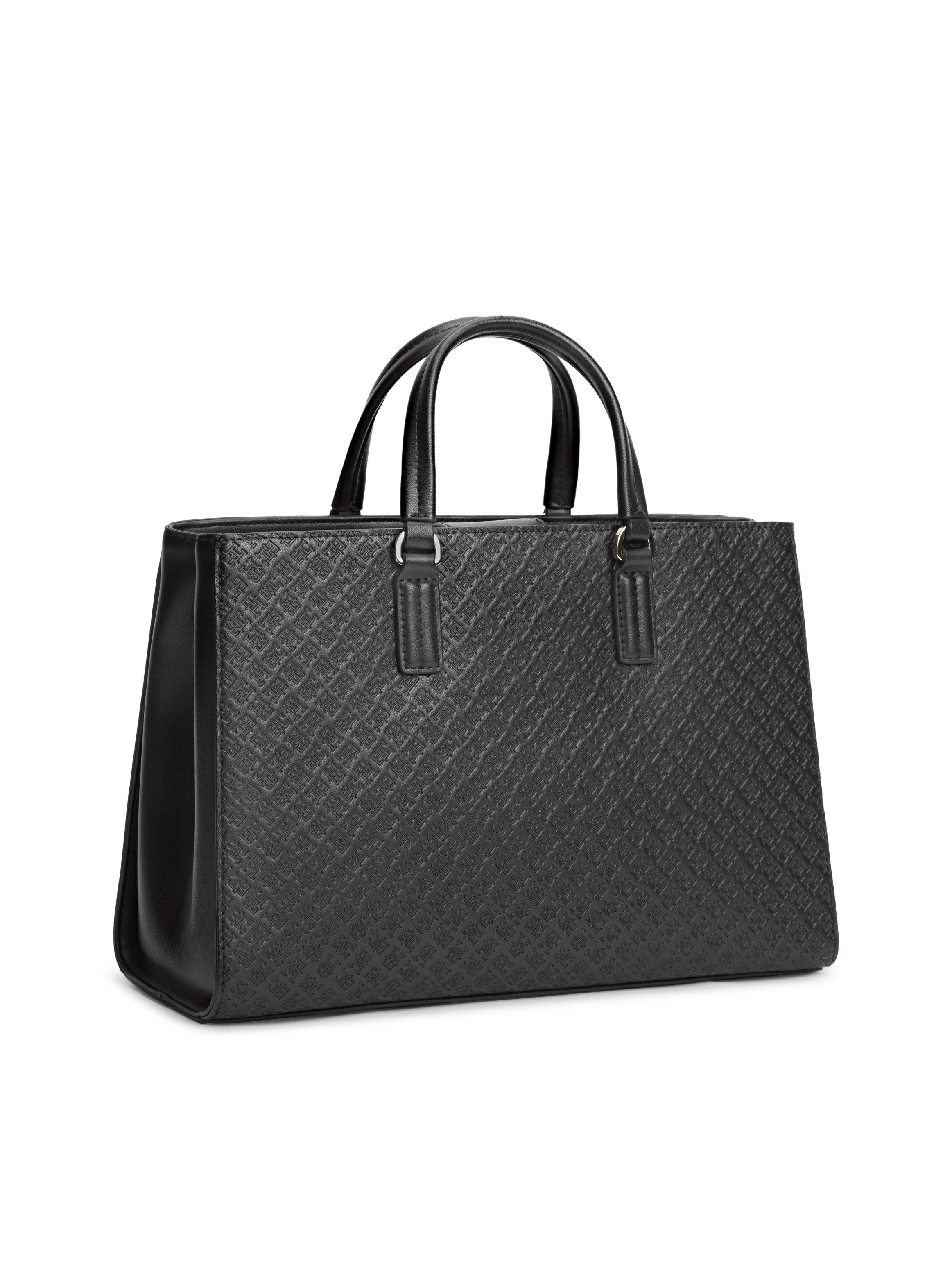 Tommy Hilfiger Henkeltasche TH DAILY SATCHEL MONO, Damen Tragetasche, Handtasche mit Allover TH-Logoprägung