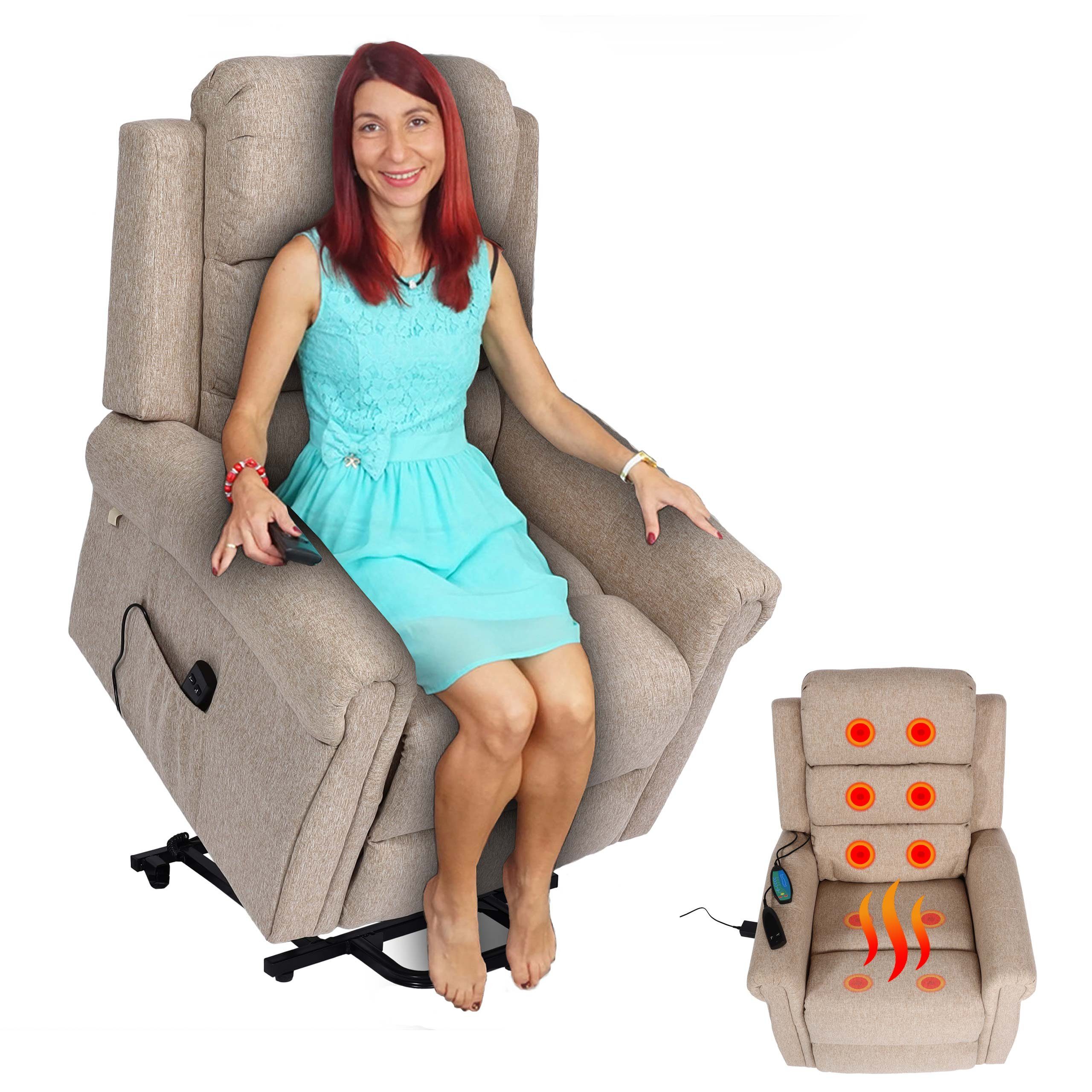 MCW TV-Sessel MCW-K63, Massage- und Heizfunktion, Aufstehhilfe, elektrisch verstellbar