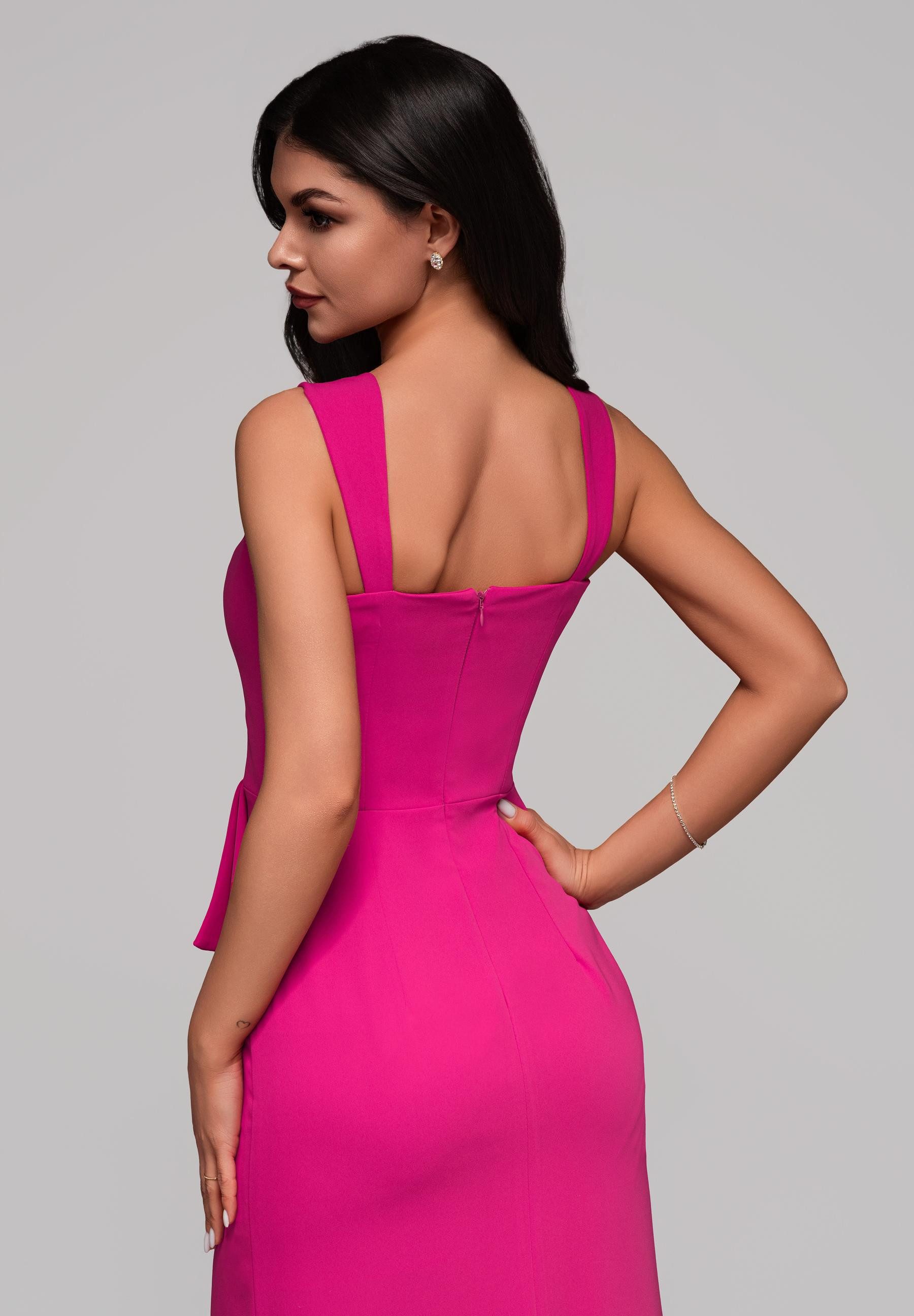 OMBRE Abendkleid Elegantes Maxikleid mit V-Ausschnitt und Drapierung Hoher Schlitz auf der Seite – Bild 5 von 5