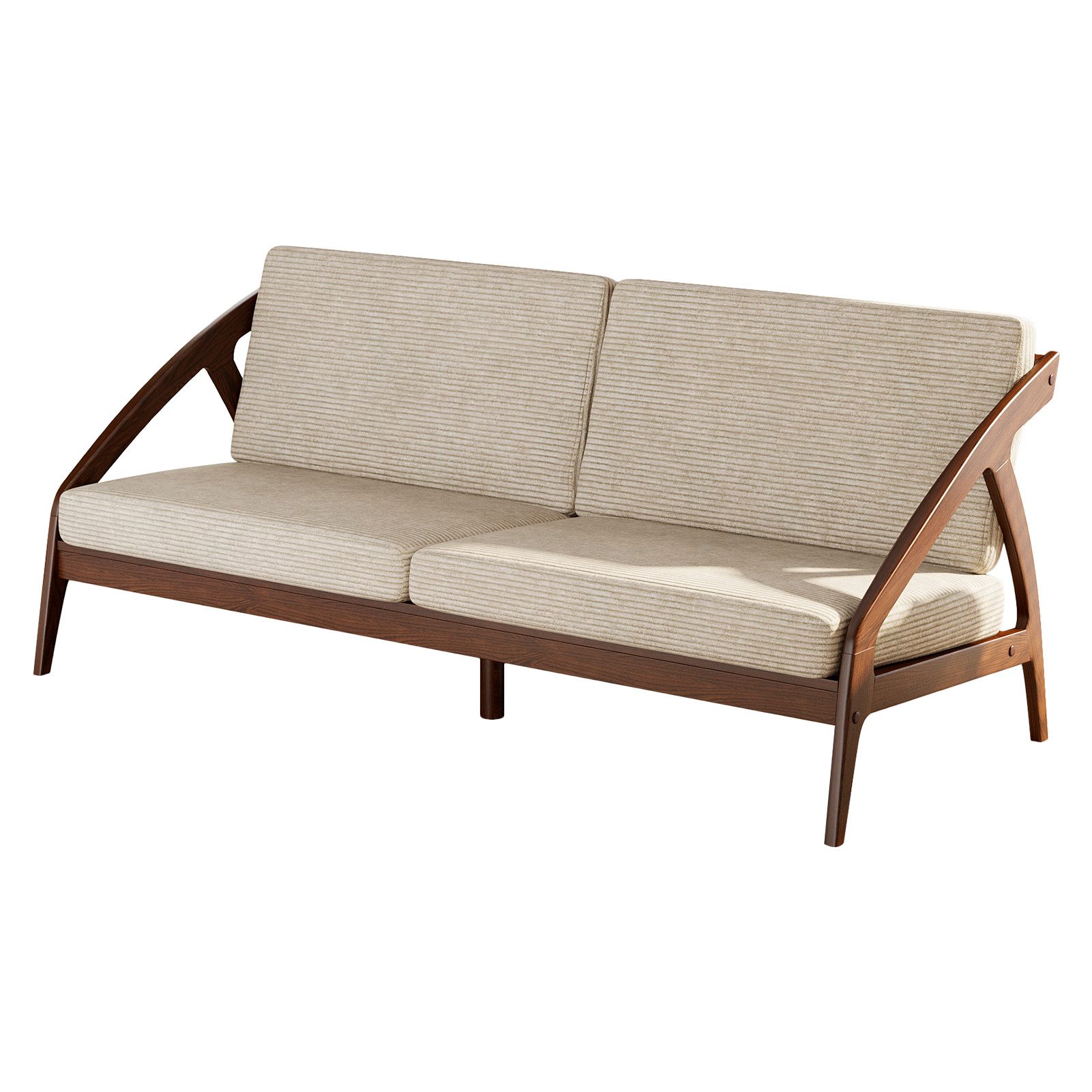 Graceabode Sofa 3-Sitzer-Retro-Sofa im Mid Century Modern-Stil – Vollmassivholzrahmen, 1 Teile, Bequemes Sitzkissen & abnehmbarer Bezug – Ideal für Ihr Wohlfühlzimmer